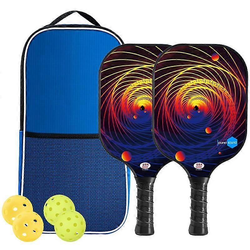 Pickleball Paddle Set of 2, Fiberglass Coating, Lightweight Honeycomb Core, Breathable Non-Slip Grip, UV-Printed Graphics, USAPA Approved