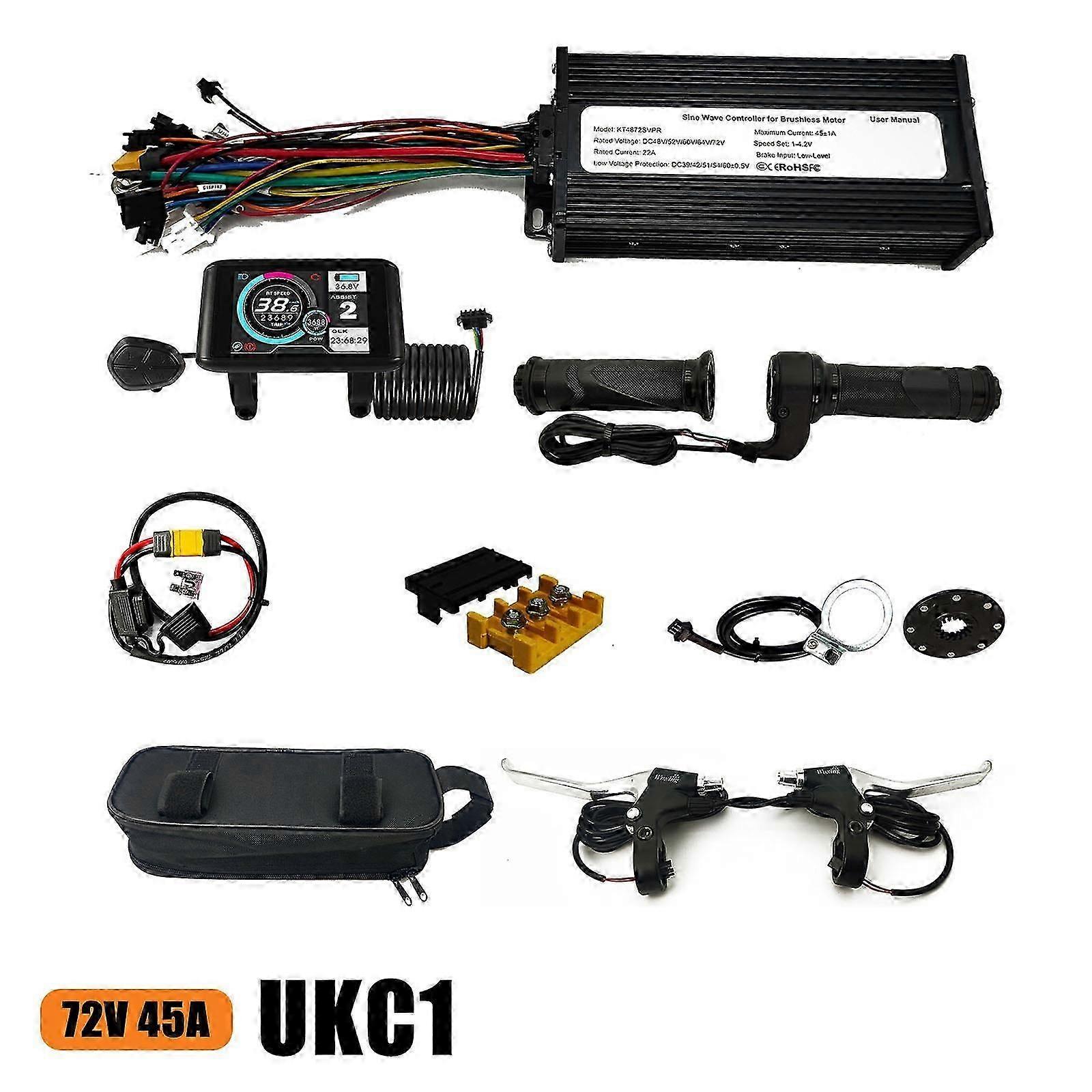 48V-72V 1000W-1500W 45A ebike Controller w/ LCD Display Throttle Brakes Kit New