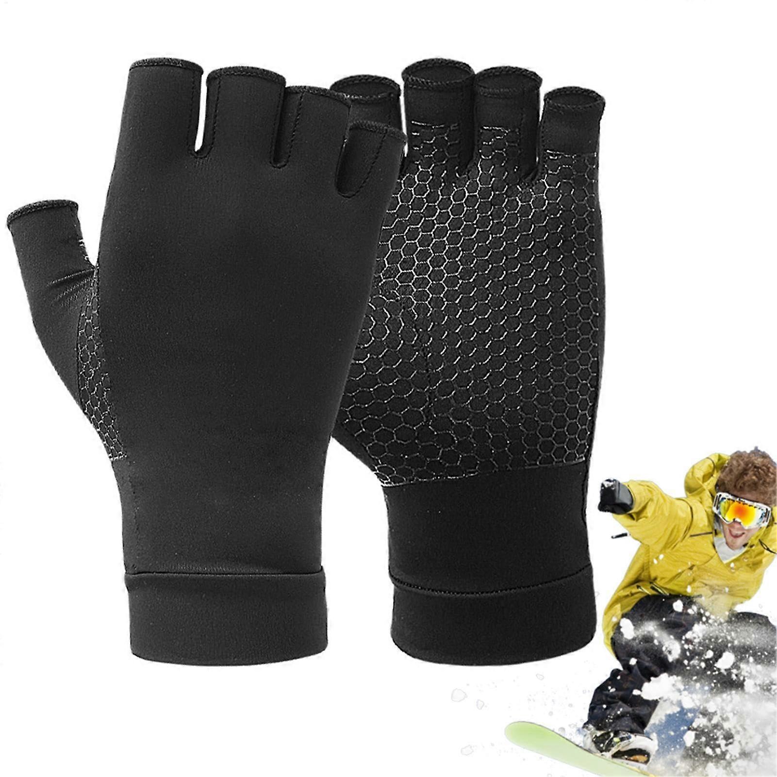 Fitness Gloves Compression Fingerless Running Gloves with Copper Fiber, Non-Slip Breathable Design for Gym and Cycling Training