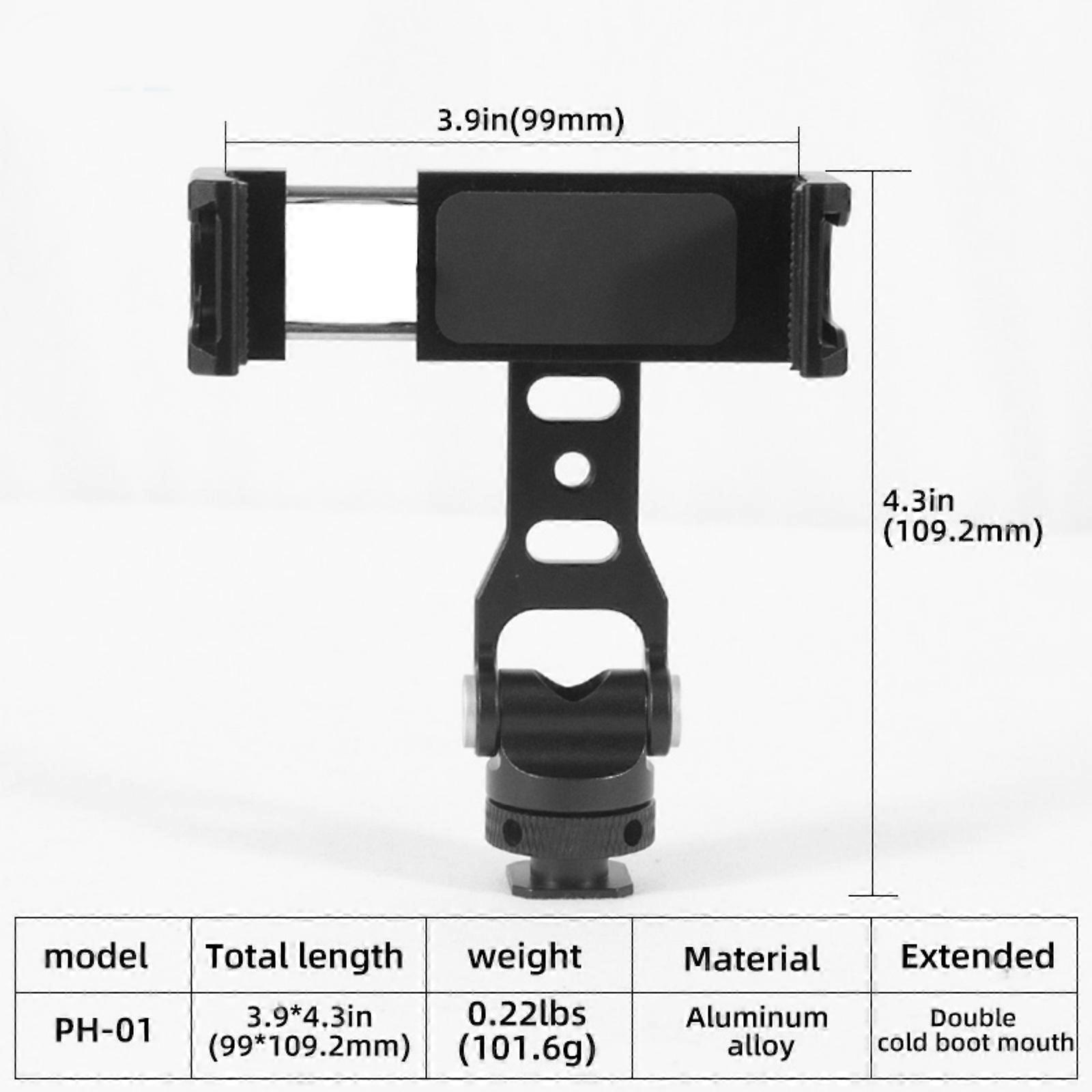 1/4 Thread 360 Rotate  Rotation Tripod Holder Adjustable Phone Mount with Cold Shoe Slot for Smartphones Cameras Use Multicolor