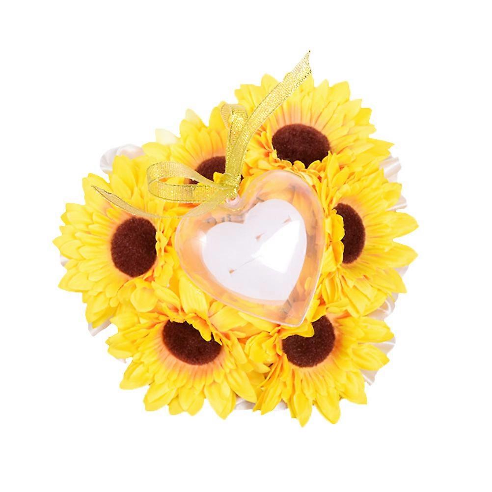Fine Craftsmanship Ring Pillow with Sunflower Pattern for Ceremonial Use