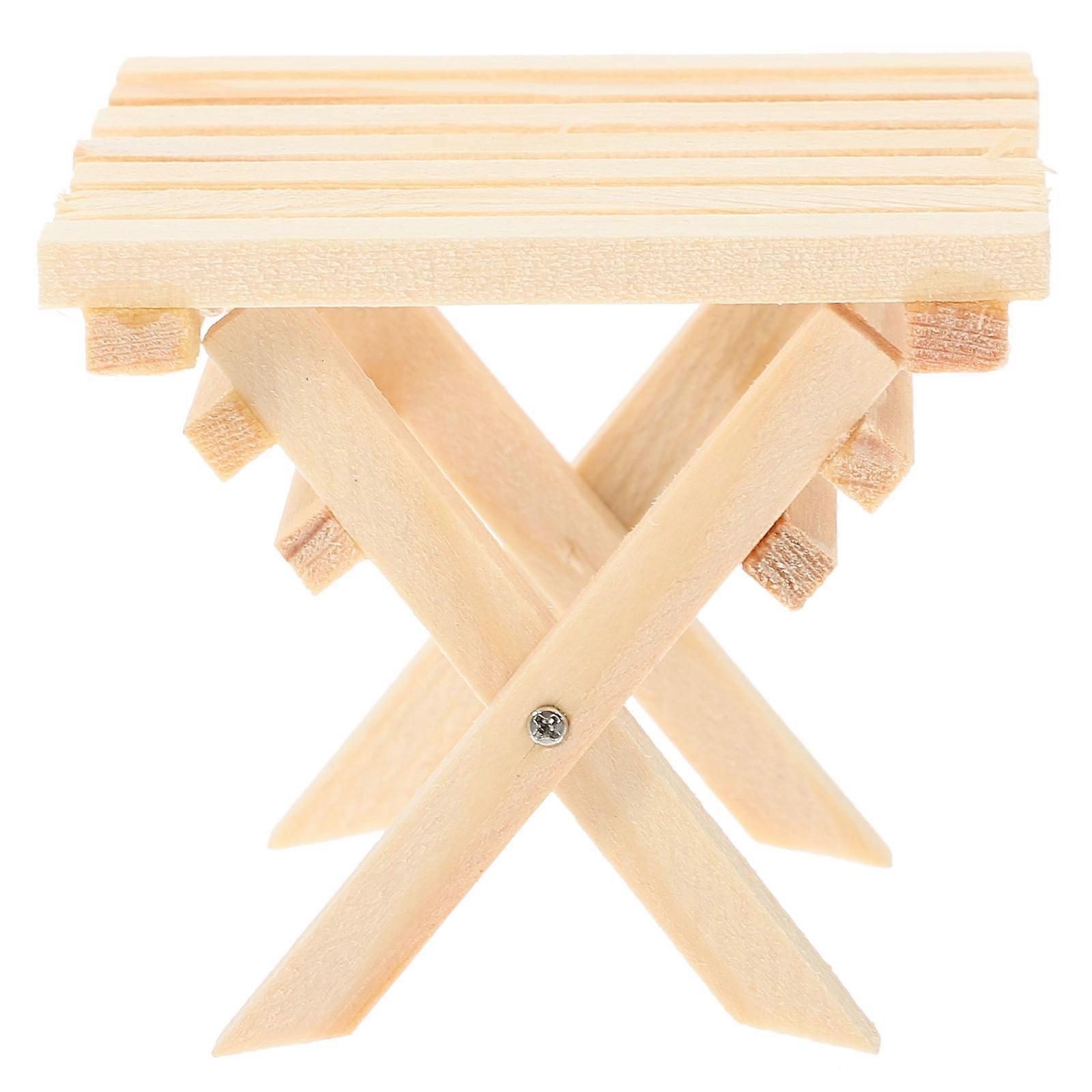 Miniature Folding Wooden Beach Table Decorative Accessory For Indoor Play Rectangular Realistic Design 2.36X2.36X1.97IN 1Pcs