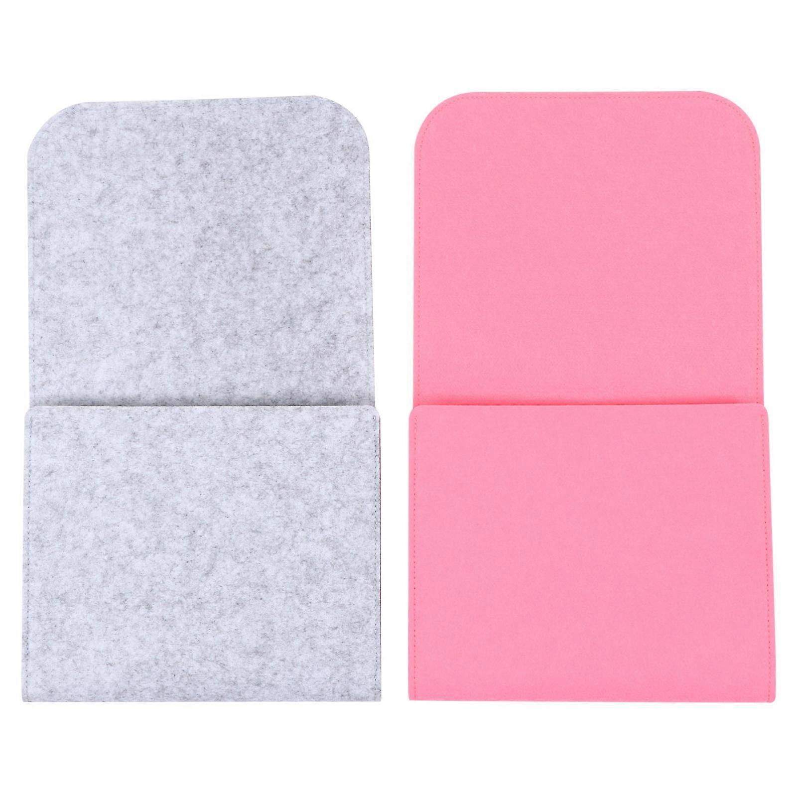 Bedside Hanging Storage Bag Home Organization Space-saving Grey Polyester 2Pcs