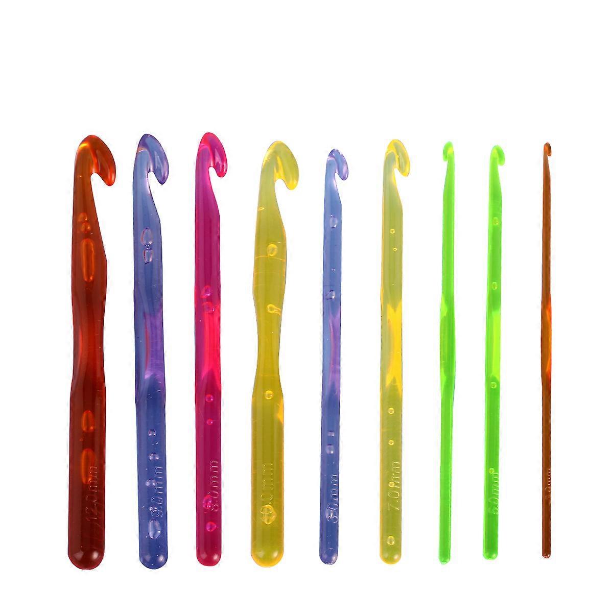 Crochet Needles Single Head Ergonomic Lightweight Plastic Knitting Set 9Pcs