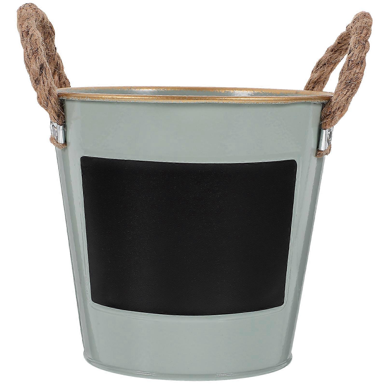 Metal Flower Pots Succulent Planter Small Planter Iron Flower Container Room Garden Round Top Square Bottom 1Set