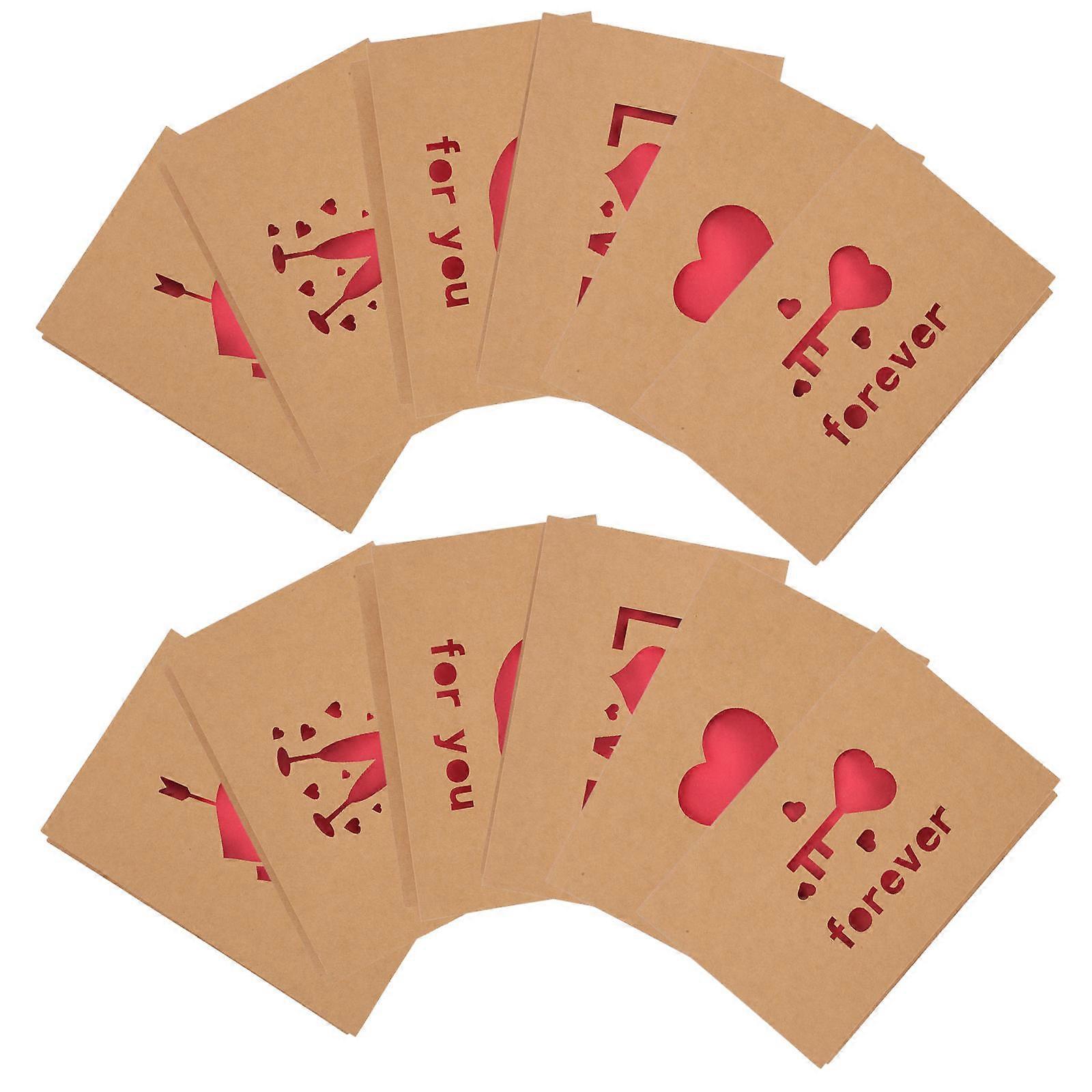 Cute Valentines Cards -Cut Heart Write Blessings 12Pcs