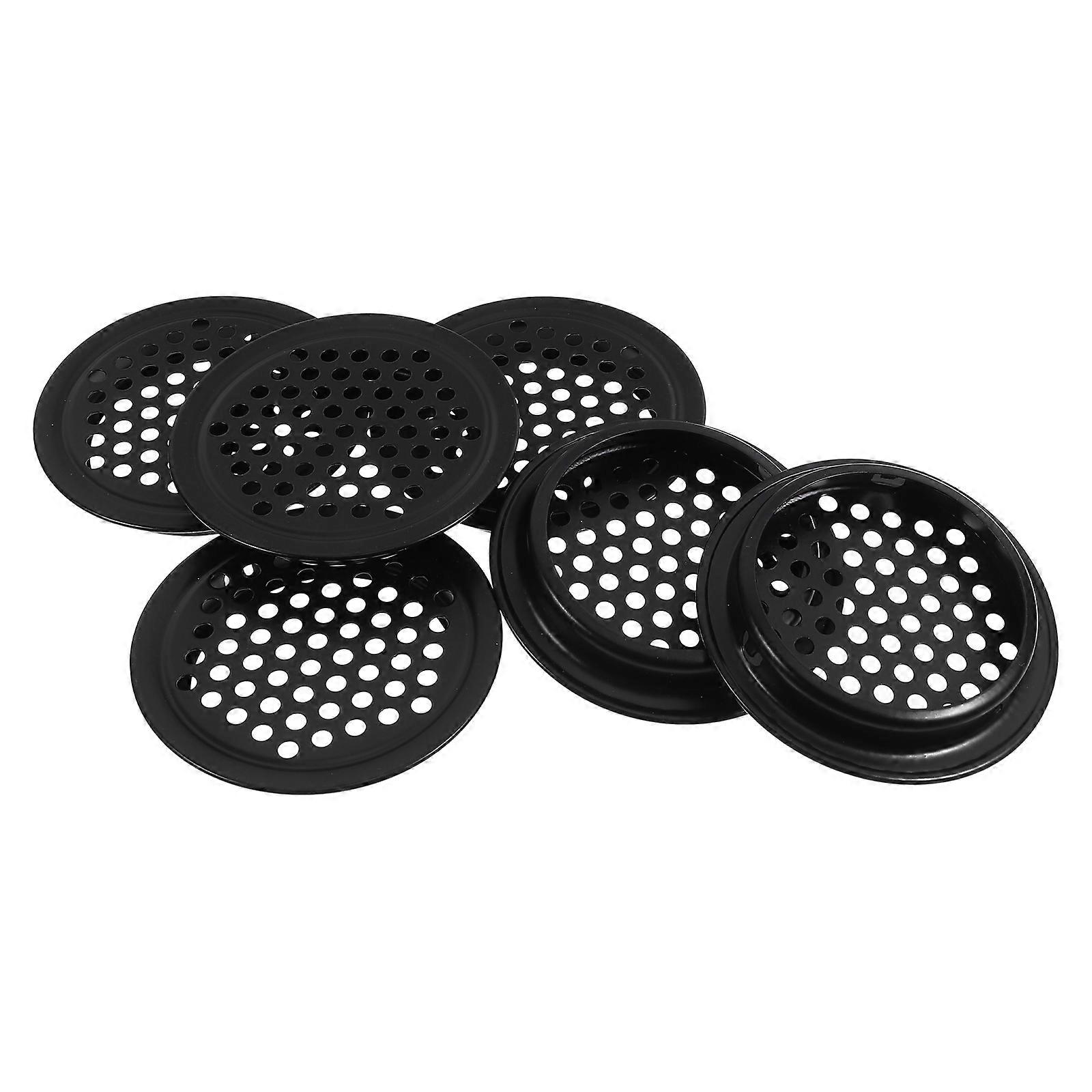 Closet Mesh Air Vent Round Vent Holes For Wardrobe Cabinet Ventilation Cover Black Color 6Pcs