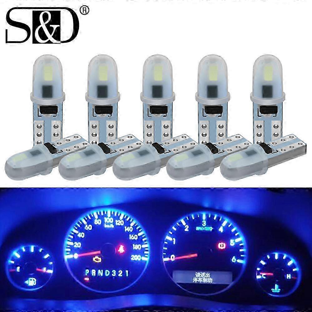 10pcs T5 W1.2W W3W 74 86 206 Super Bright 2 SMD LED Car Lights Auto Side Board Gauge Lamp - White