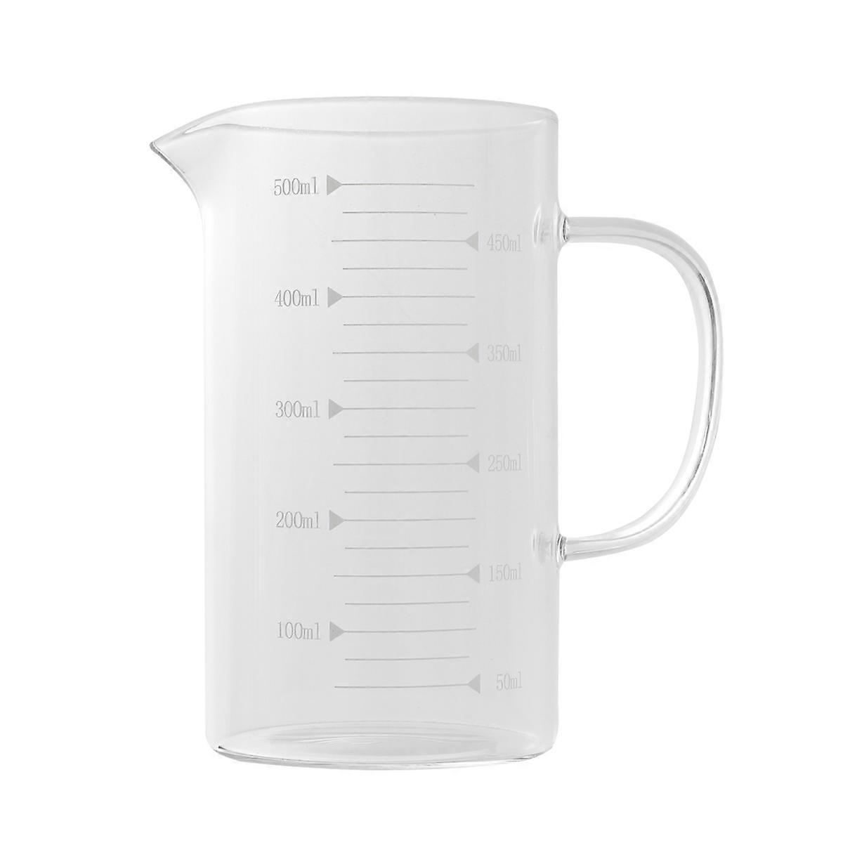 High Borosilicate Glass Measuring Cup Temperature Resistant V-Shaped Spout for Easy Pouring Insulated Handle Clearly Marked Scale 500ml 1Pack