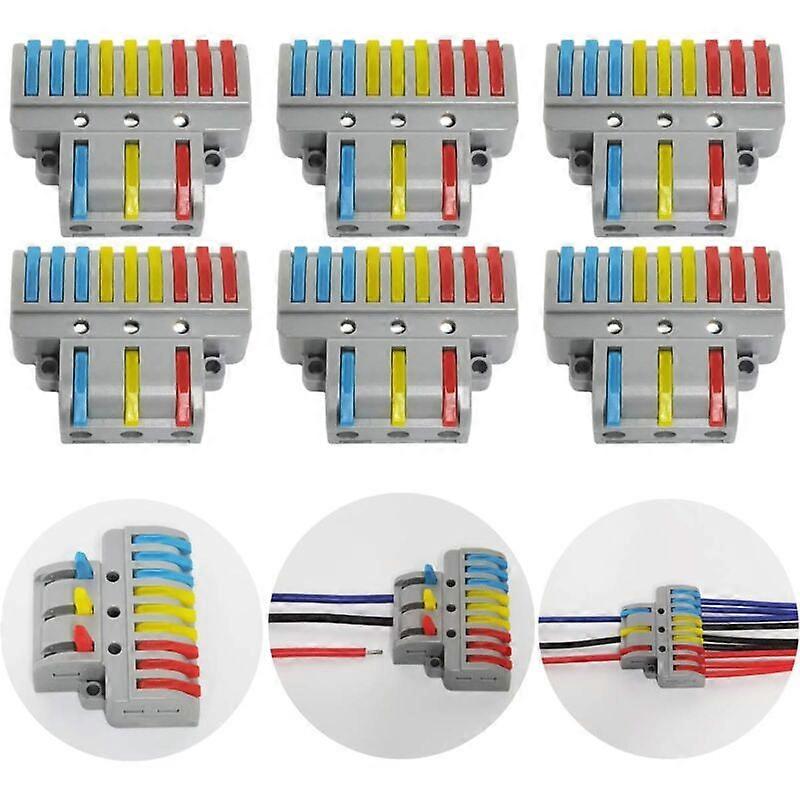 6 pc electrical connectors with lever, compact automatic electrical connector terminal, 3 in 9 out, with mounting screw