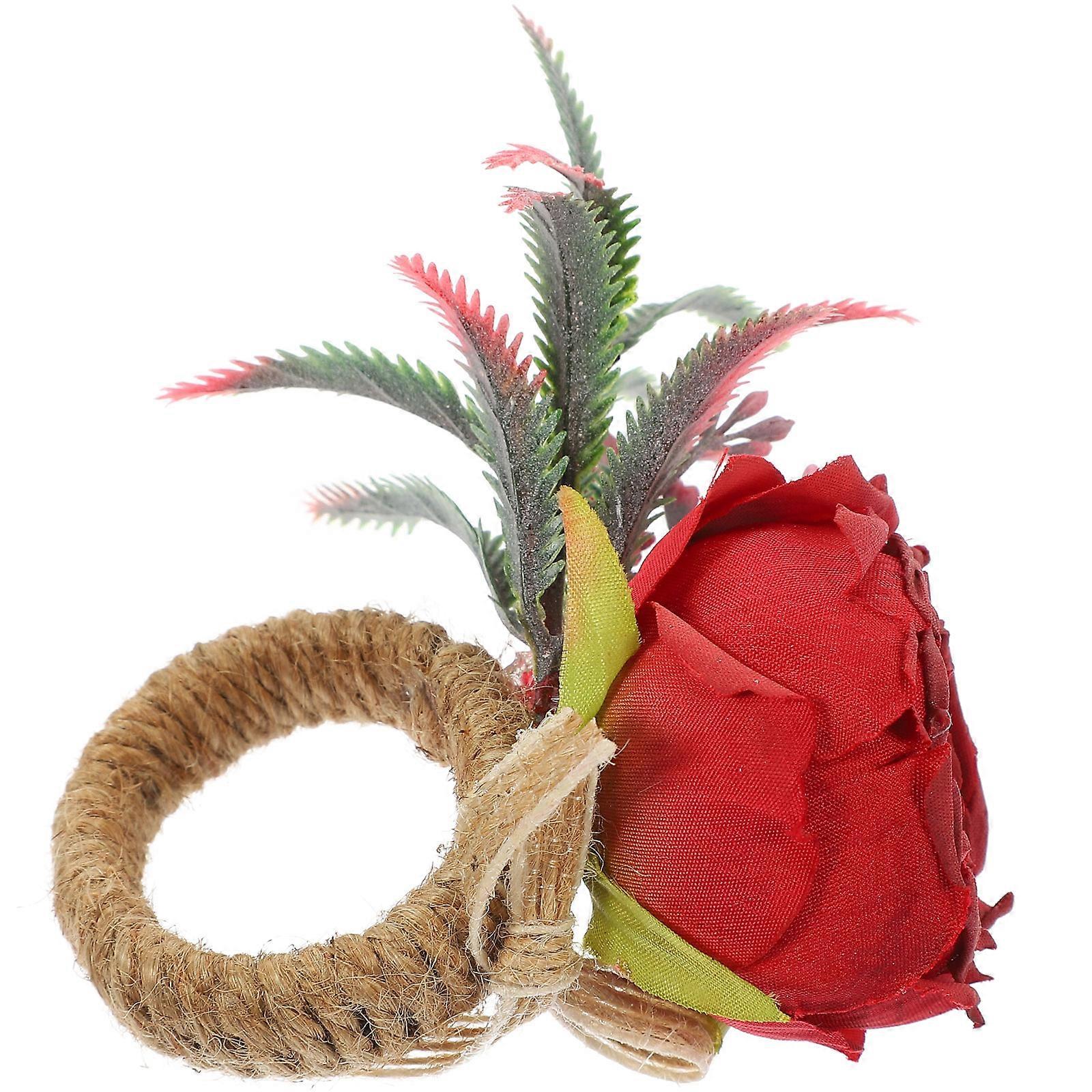 Napkin Buckles Flower Shape Cloth Material Home Use Multi Color Inner Diameter 3.5cm 2Pack