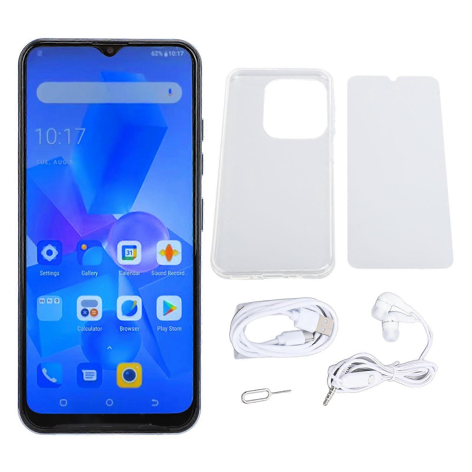 3G Unlocked Smartphone - 6.6" Incell Screen, Deca Core, 8000mAh Battery, Android 14, Blue