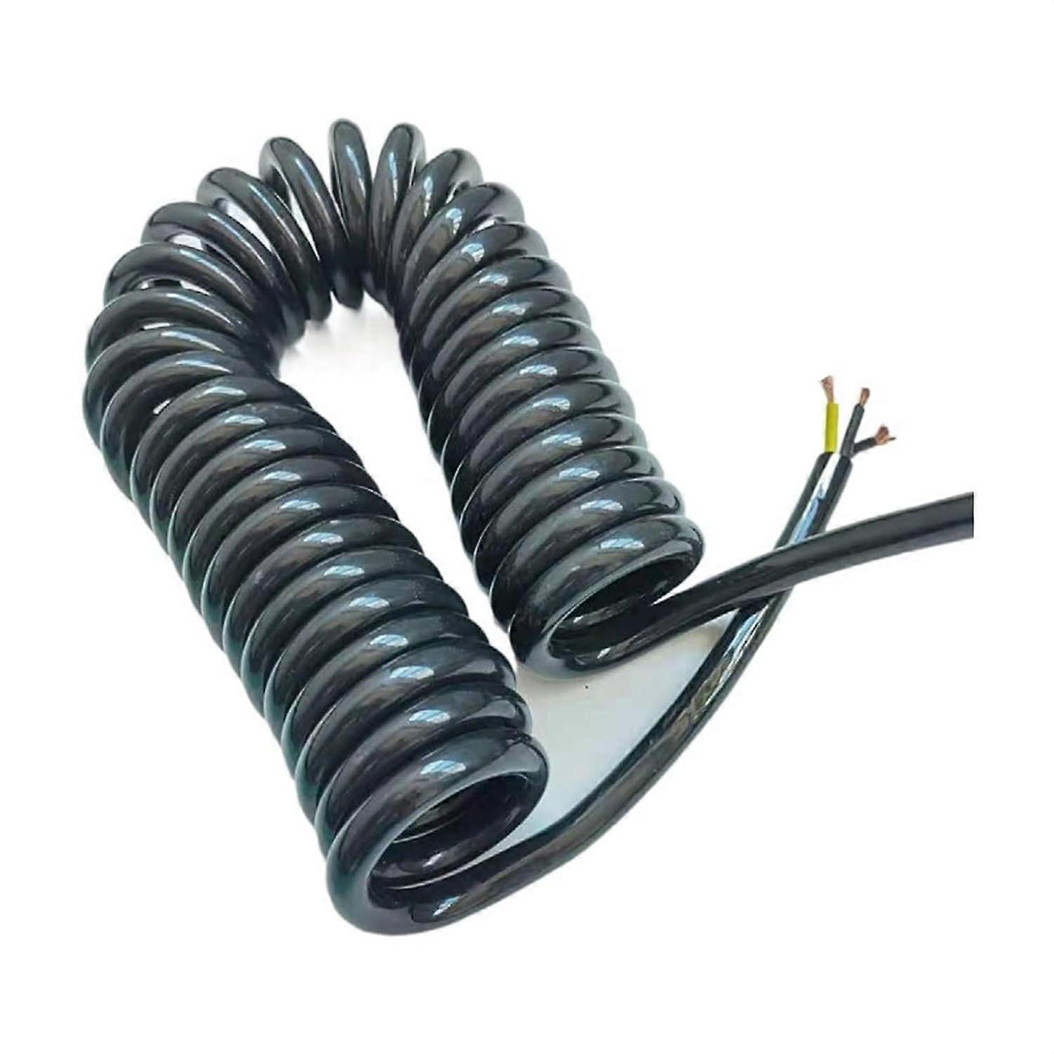 Retractable Wire 2-Wire Spiral Cable 15 AWG 1.5mm Expandable Length 1 to 15 M Black Spring Cord with 1 Meter Stretch