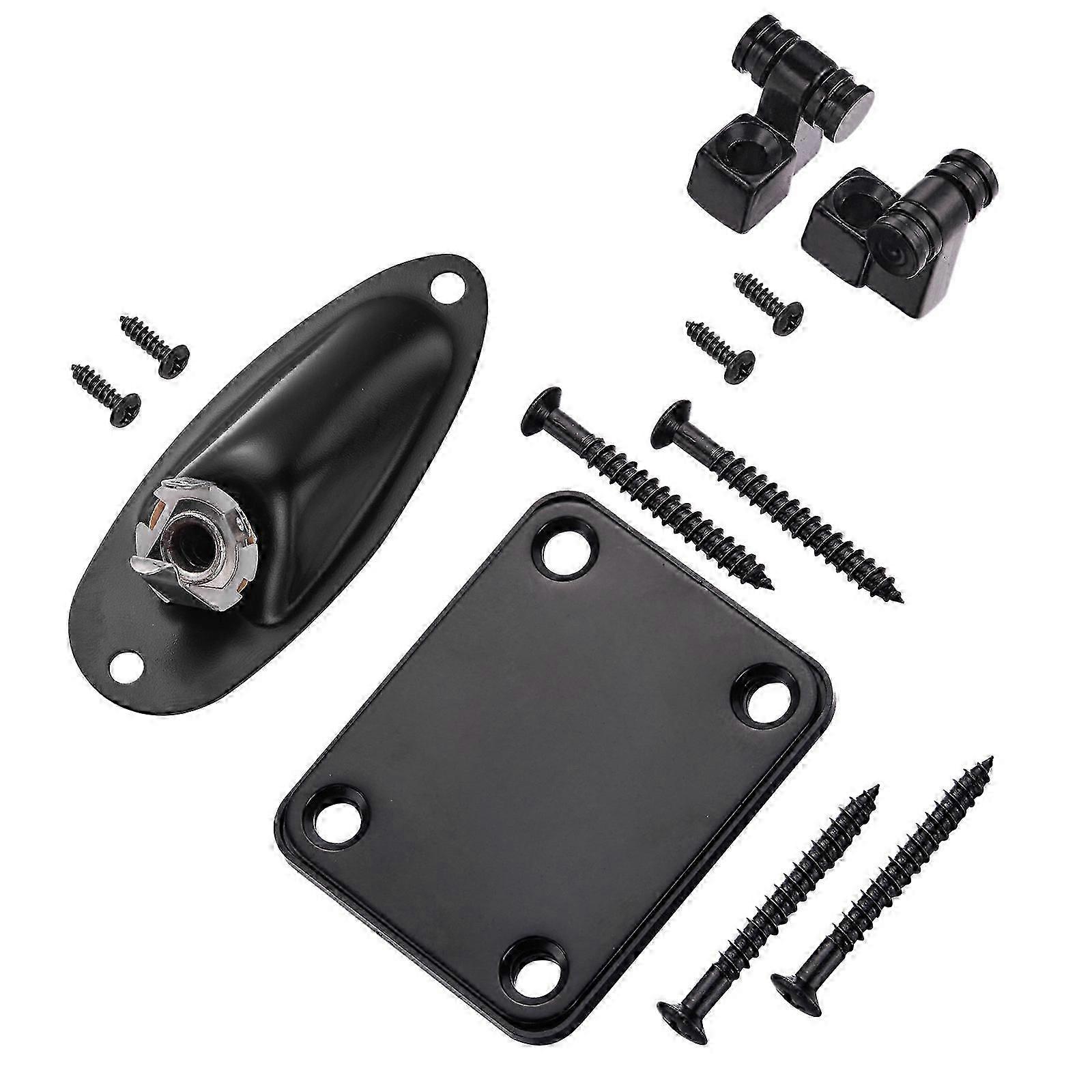 Guitar Neck Plate Set Guitar String Tree Retainer with Mounting Screws Perfect Replacement for Broken or Old Neck Plates