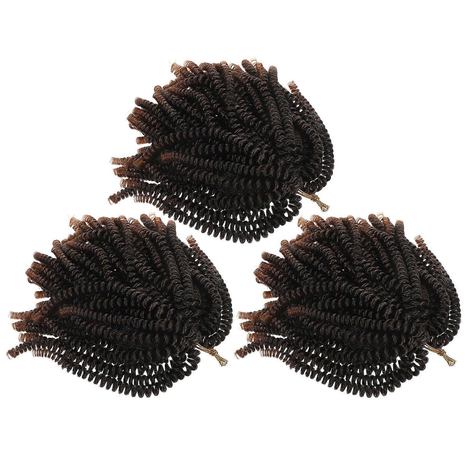 Human Spring Twist Hair Extensions For Women 8 Inch Dark Brown European Style Lightweight Comfortable Daily Wear Special Occasions 3 Sets