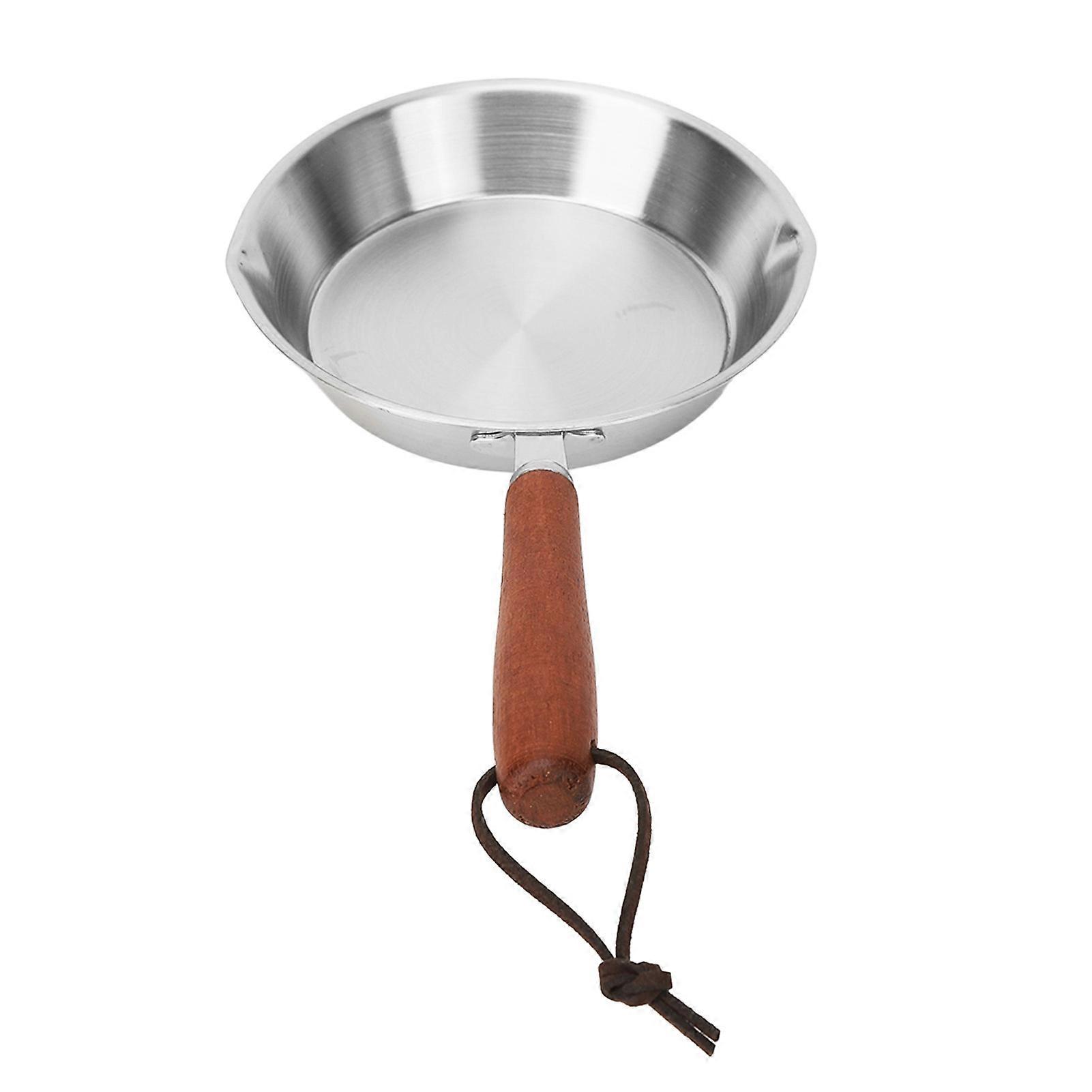 Stainless Steel Frying Pan with Solid Wood Handle for Induction Cooker