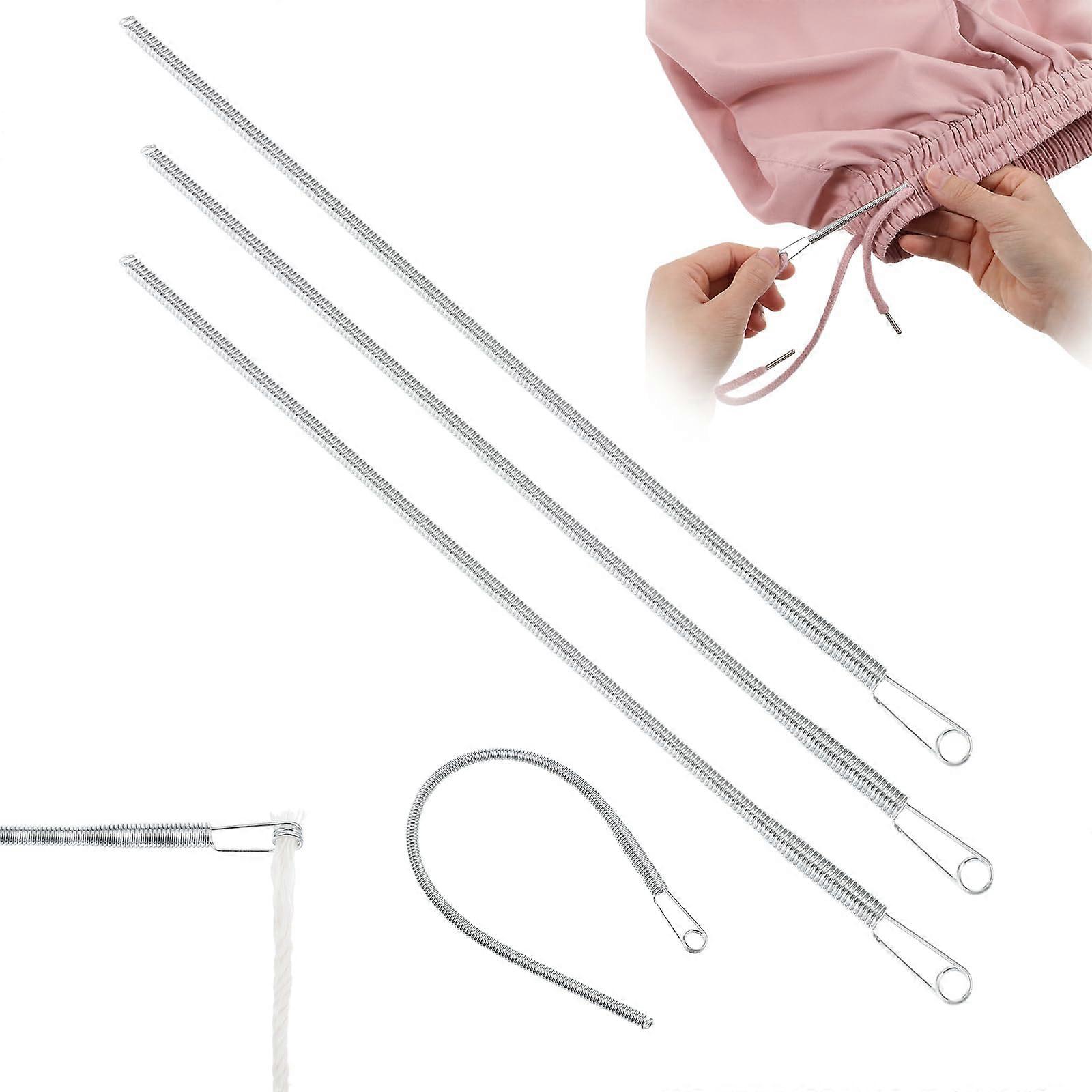 AOUZO Pack of 3 Spring Drawstring Threader, Flexible Rope Threader Clip Tool Rope Threader Clip for Hoodie, Trousers