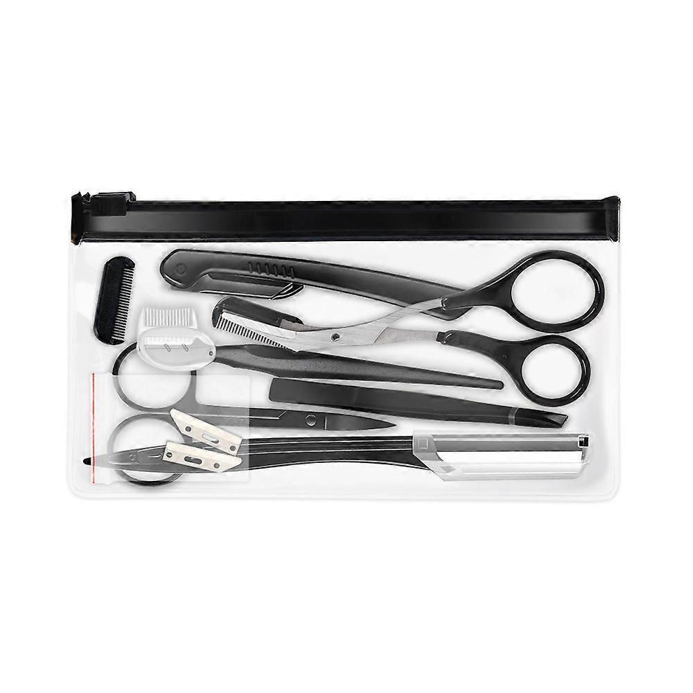 9 pcs Brow Grooming Set, Ladies/Men's Brow Shaver Set, Beginner Brow Set with Brow Brush (Black)