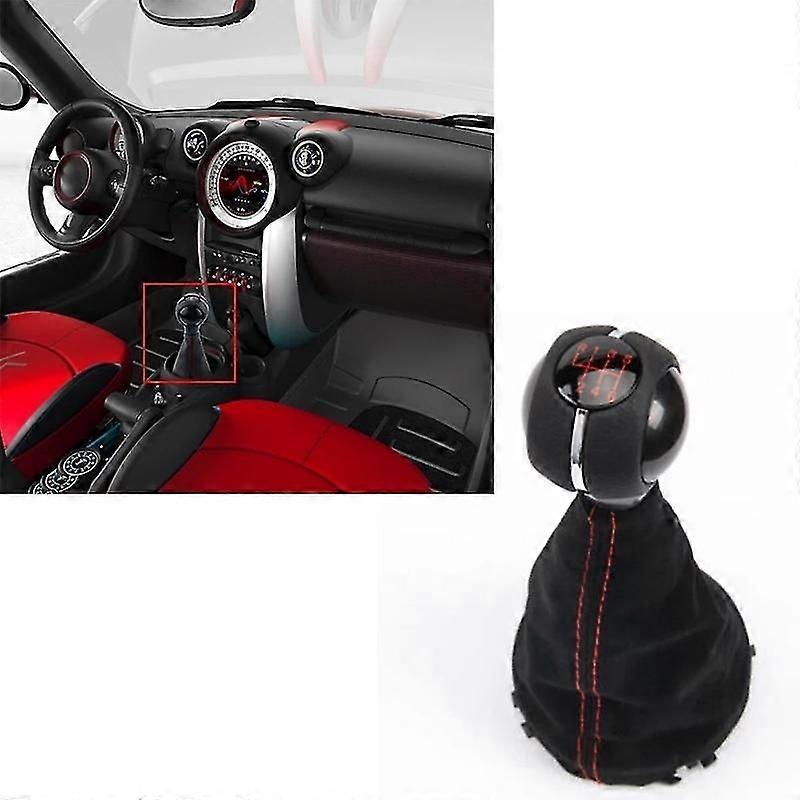 6 Speed Manual Gear Lever Shift Knob With Gaitor Leather Boot For Mini Cooper F55 F56 F57 F54 F60 Red 25117641999