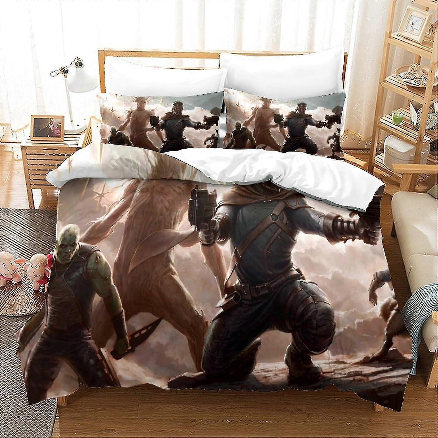 3D Printed Superheroes Duvet Cover Set, Soft Microfibre, 2 Pillowcases, Hidden Zip