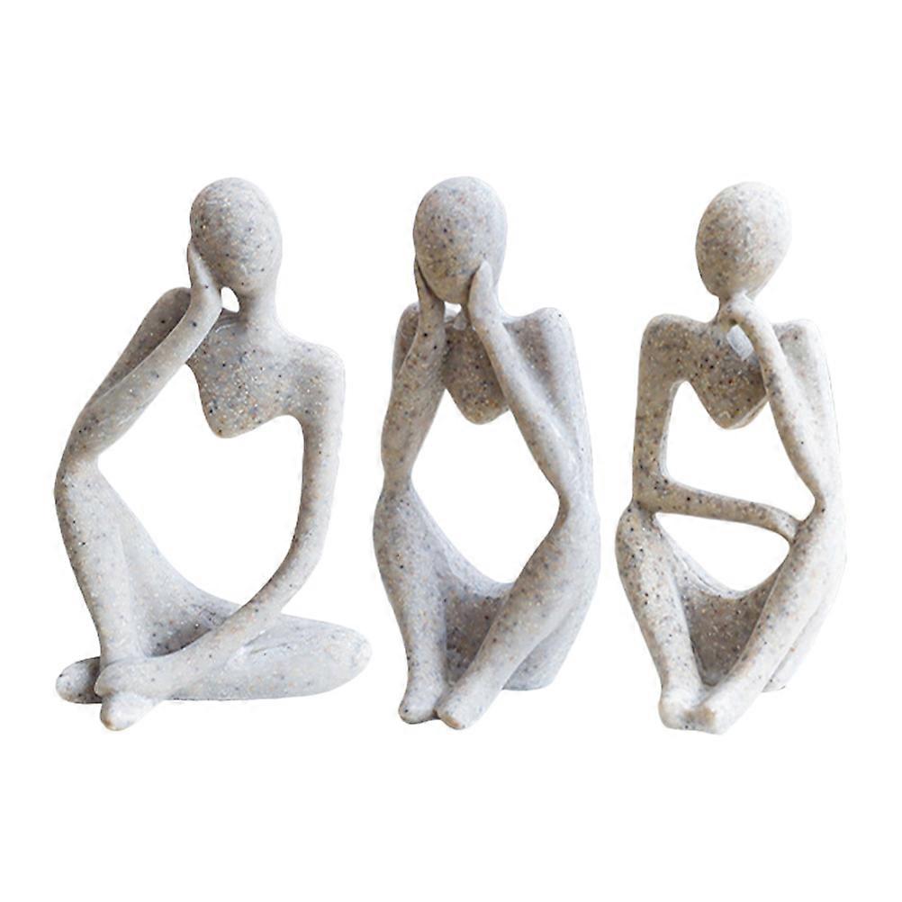 Desktop Statues Thinker Sculpture for Home Office Decor 3Pcs
