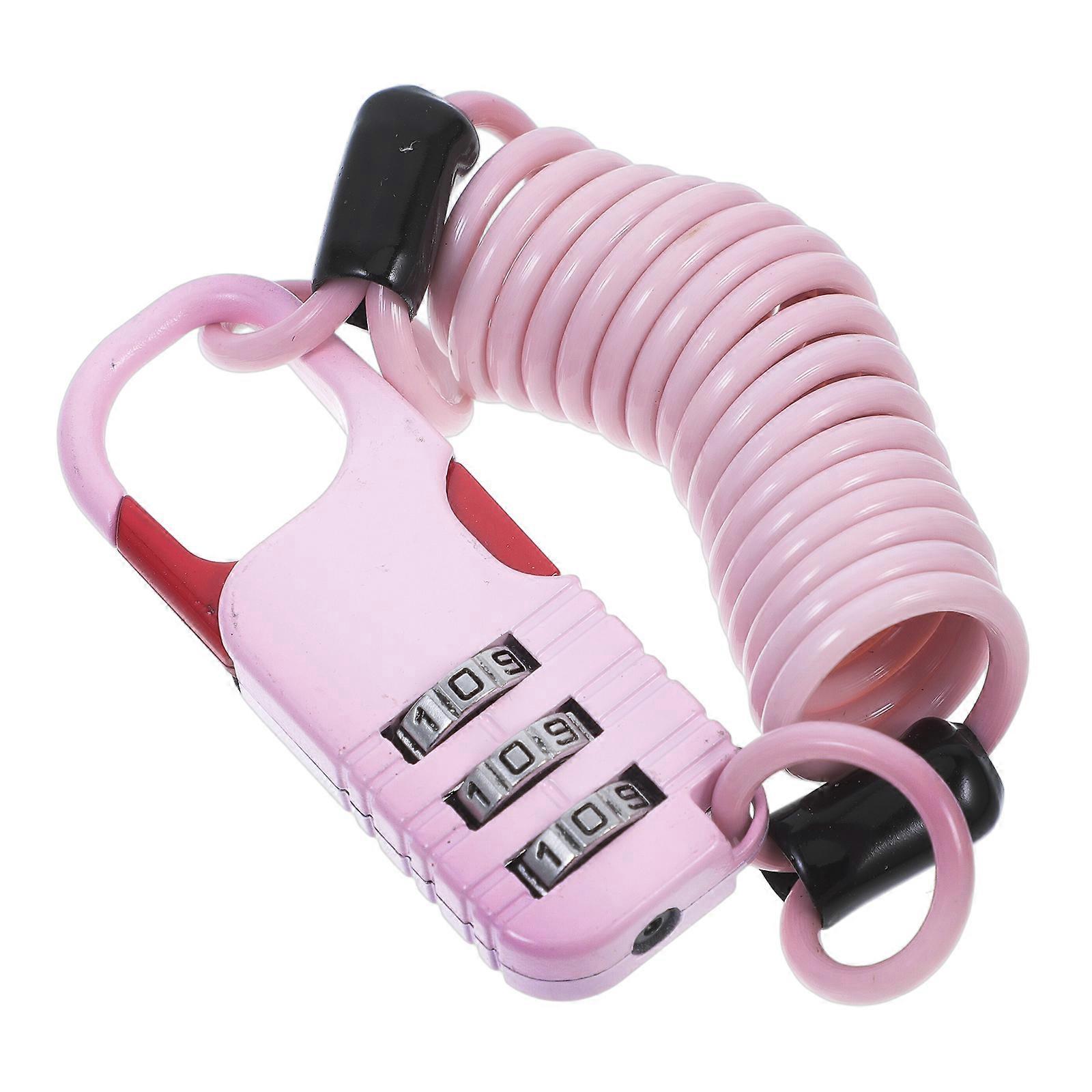 Bicycle Password Lock Style Security Anti-Theft Pink 5.90X2.00X1.10CM Vehicle Daily Use 1Pcs