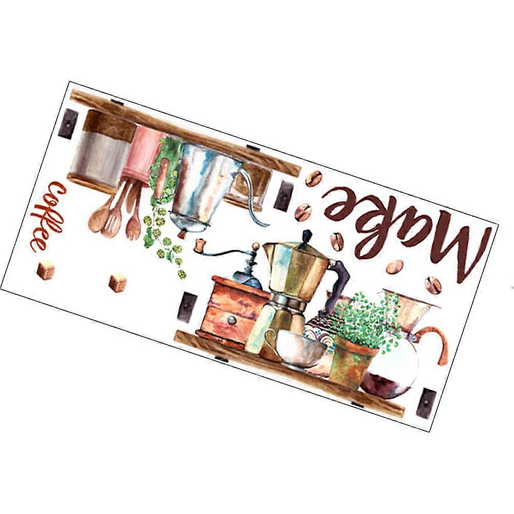 Coffee Decorative Decal Set For Home Kitchen Wall Sticker Multi Color 60x30cm Reusable 1Set