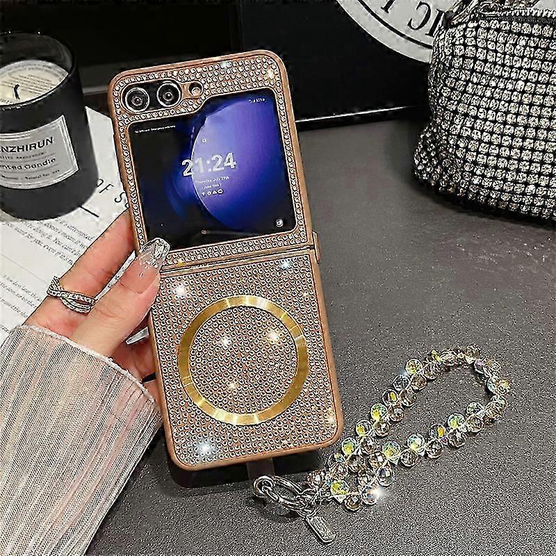 Magsafe Bling Glitter Parlak Sparkle Silikon Darbeye Dayanıklı Kılıf Samsung Z Flip 6 Kızlar Kadınlar için