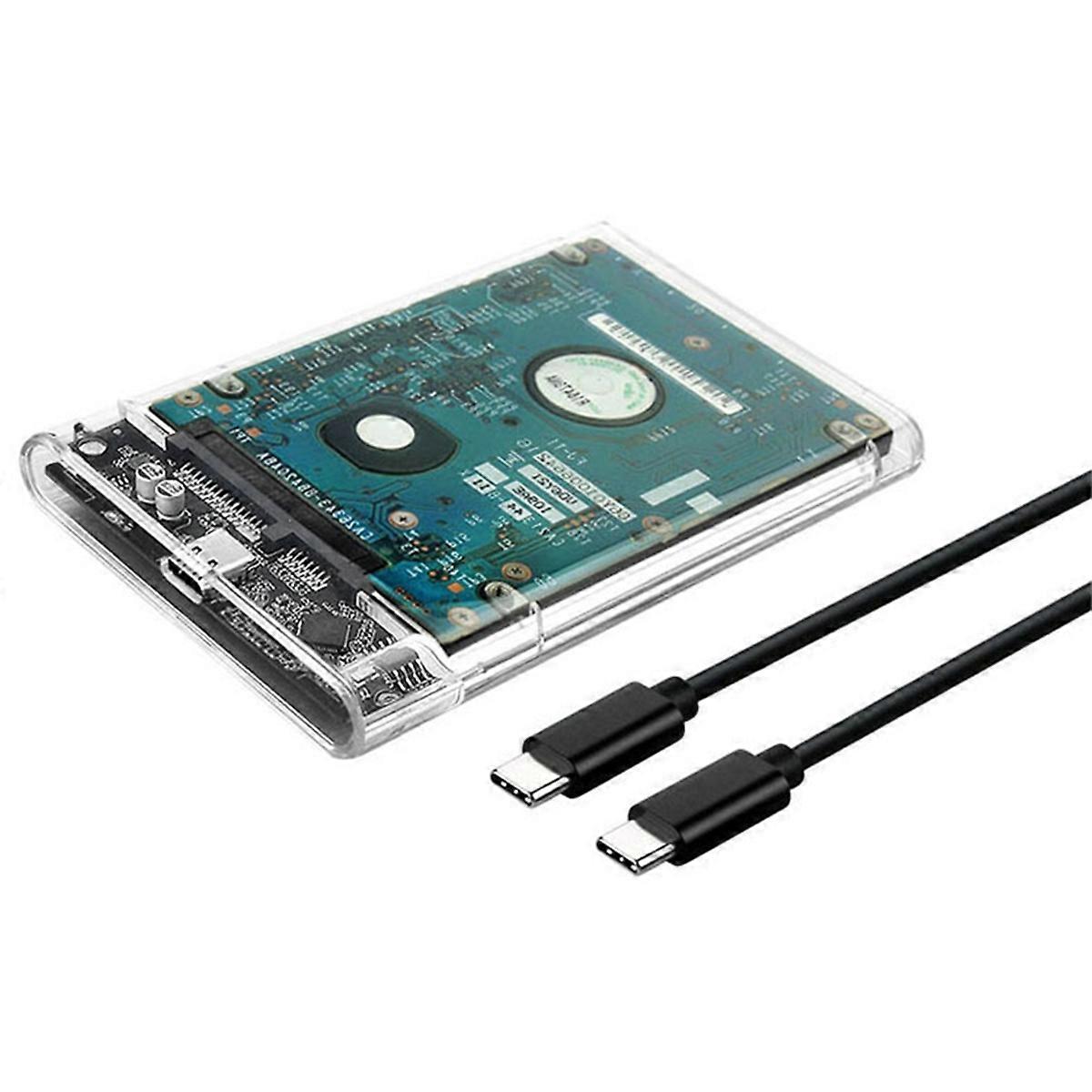 2,5 polegadas HDD SSD Caso SATA para USB 3.1 Tipo C 4TB Disco Rígido Externo Transparente Compatível com Laptop UASP SATA III