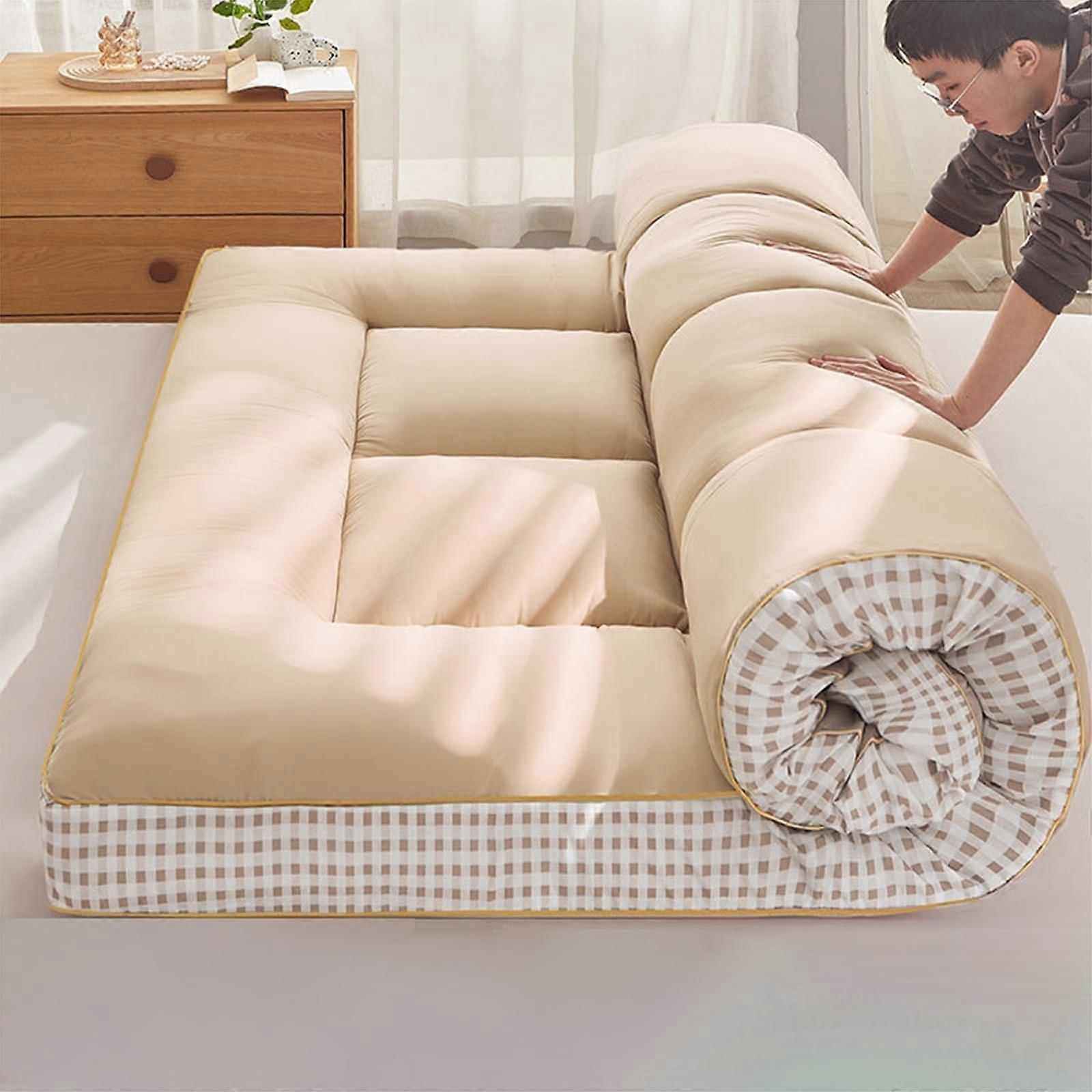 Fluffy floor cushion, soft Japanese futon mattress, 5 cm thick, portable sleeping mat (100 x 200 cm)