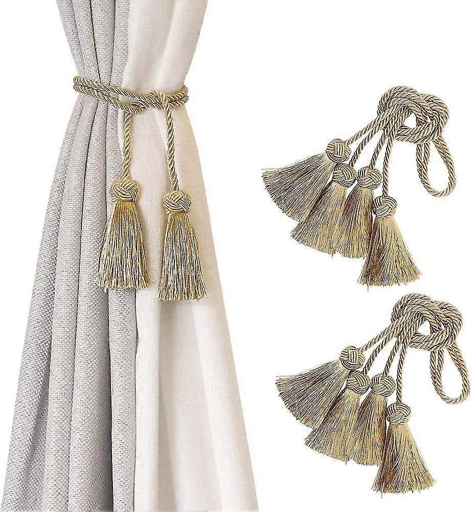 Conjunto de 4 Tiebacks de Cortina Artesanais Decorativos com Tassel (Ouro, Conjunto de 4)