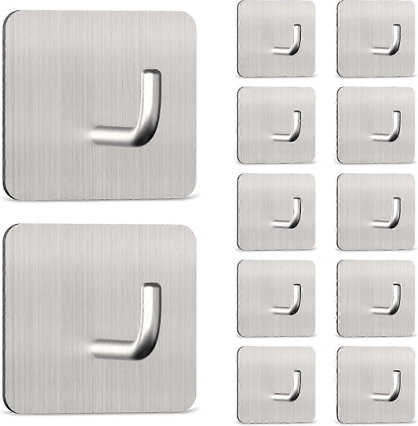 2025 Latest Model 12 PCS Self Adhesive Hooks Stainless Rustproof Coat Hooks Door