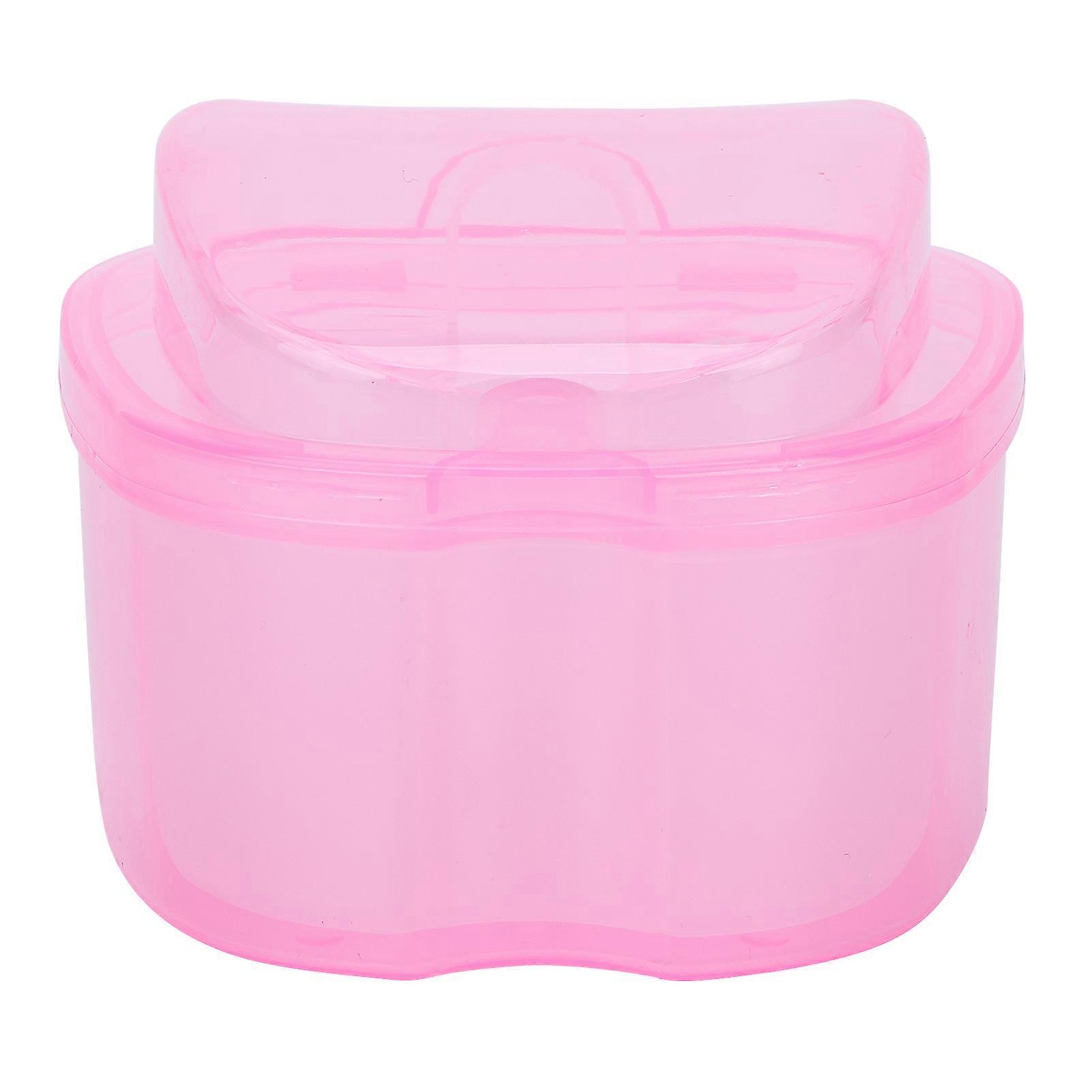 Denture Bath Case Box Soak Container Colored False Teeth Storage Box with Strainer Basket