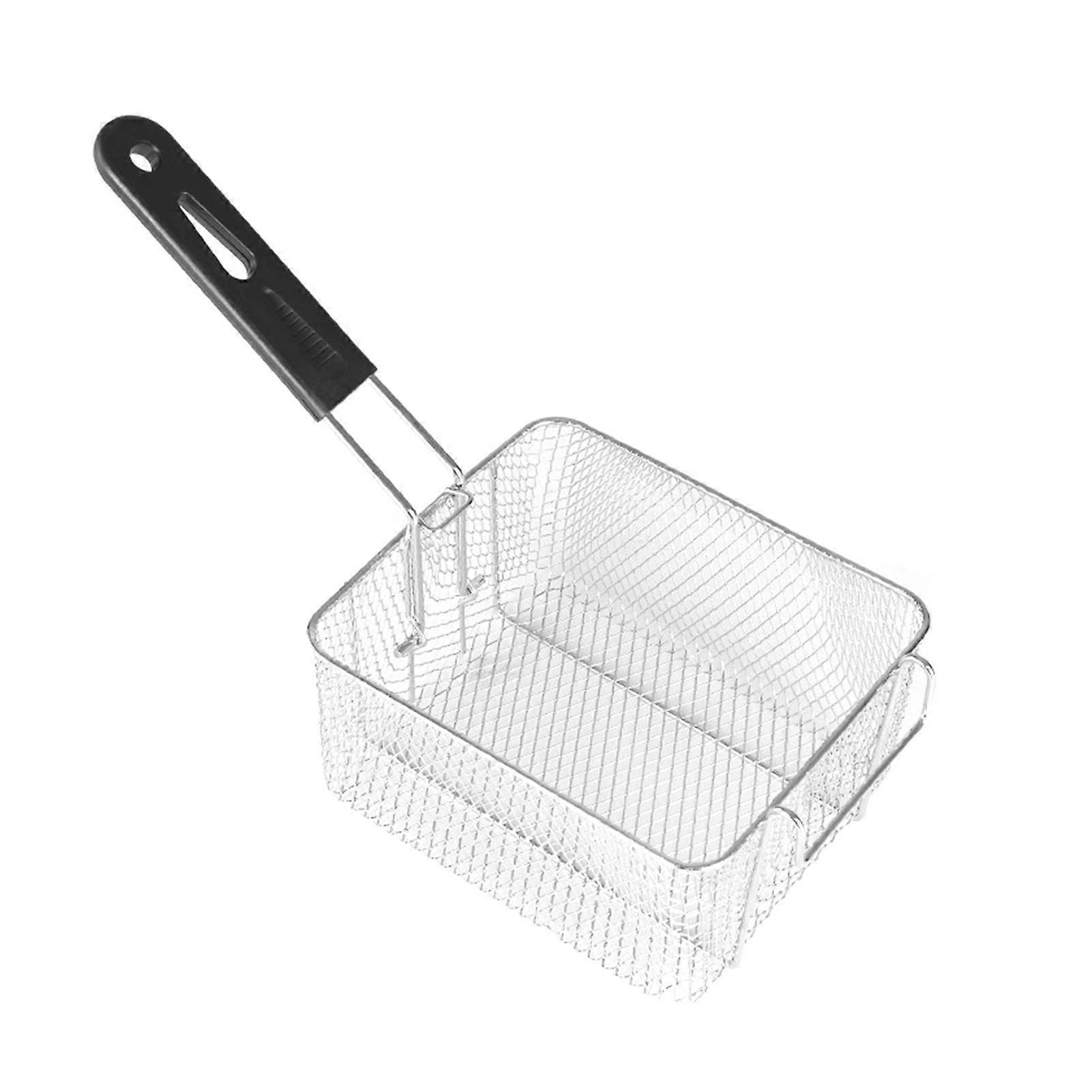 Stainless Steel Deep Fryer Basket with Handle, Heavy Duty Kitchen Fryer for Roast Chicken, French Fries, and More