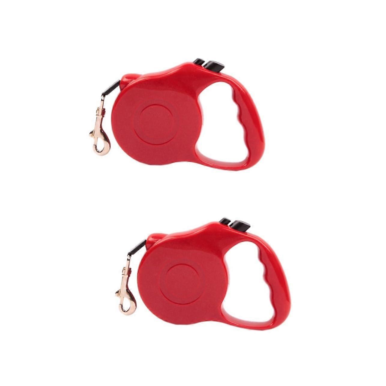 Pack of 2 Retractable Dog Lead Retractor Pet Puppy Leads Red Medium x 2