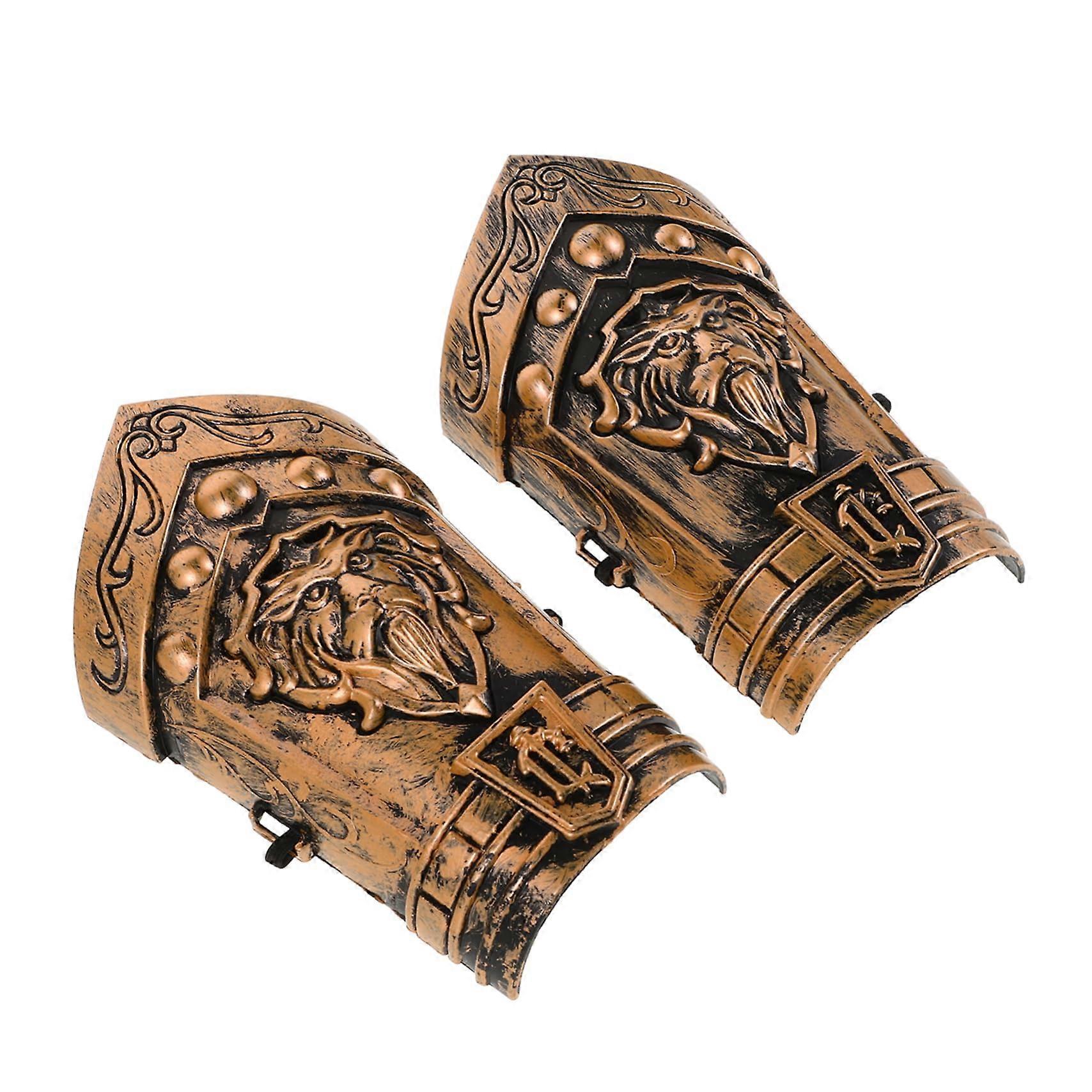 Bronze Hand Guards Shield Set of 2, Wall-Mounted Sword Holder for Roman Pirate Costume, Steampunk Armor Display