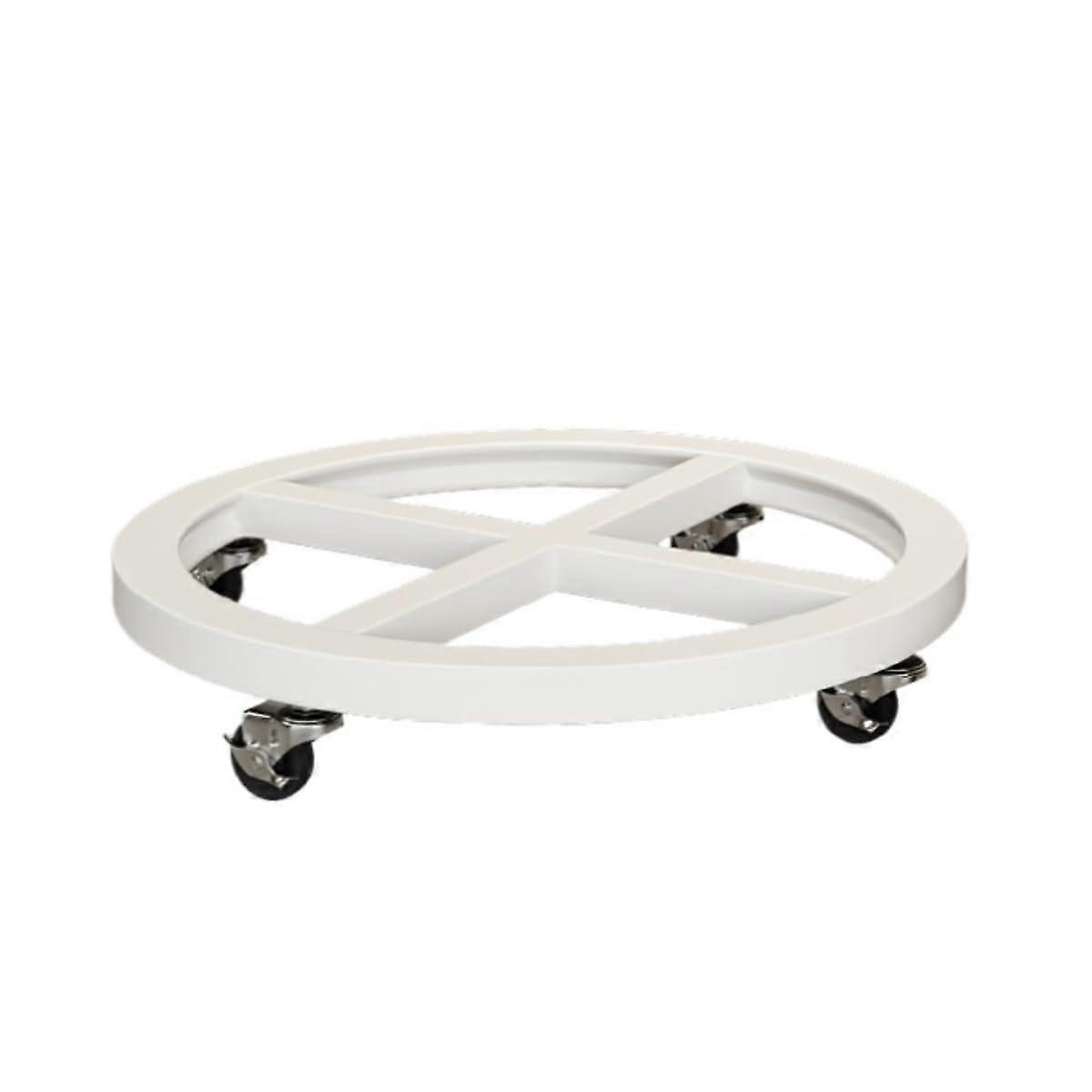 Mobile Plant Cart, Movable Tray with Round Base, Universal Wheel Socket with Roller Blind, LoadBearing Holder Plant Roller (White, 33cm)