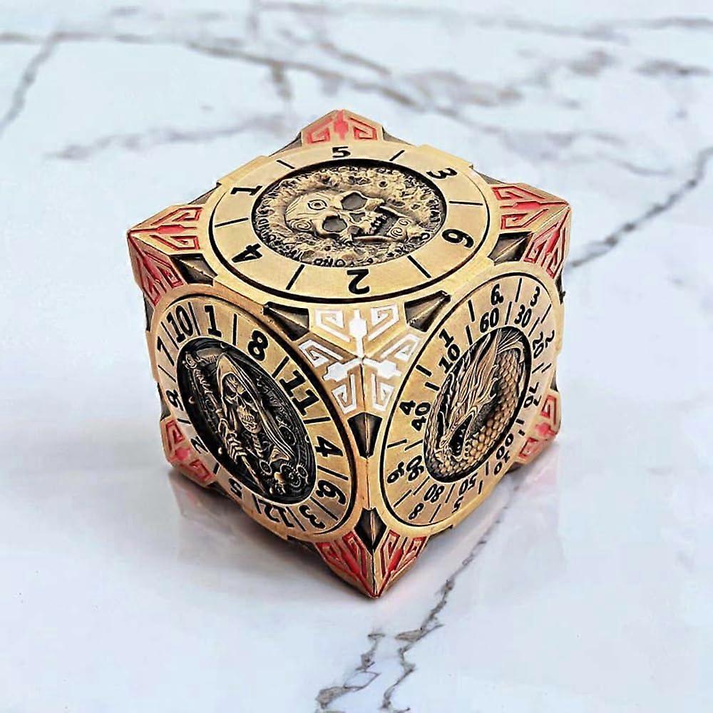 Fidget Spinner Dice for DND 7 in 1 Dice Set 3D Relief Metal Dice Gold