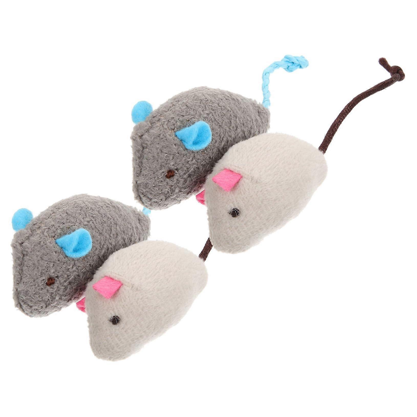 Interactive Cat Toy 4-Piece Mouse-Shaped Kitten Toy Cat Mouse Toy