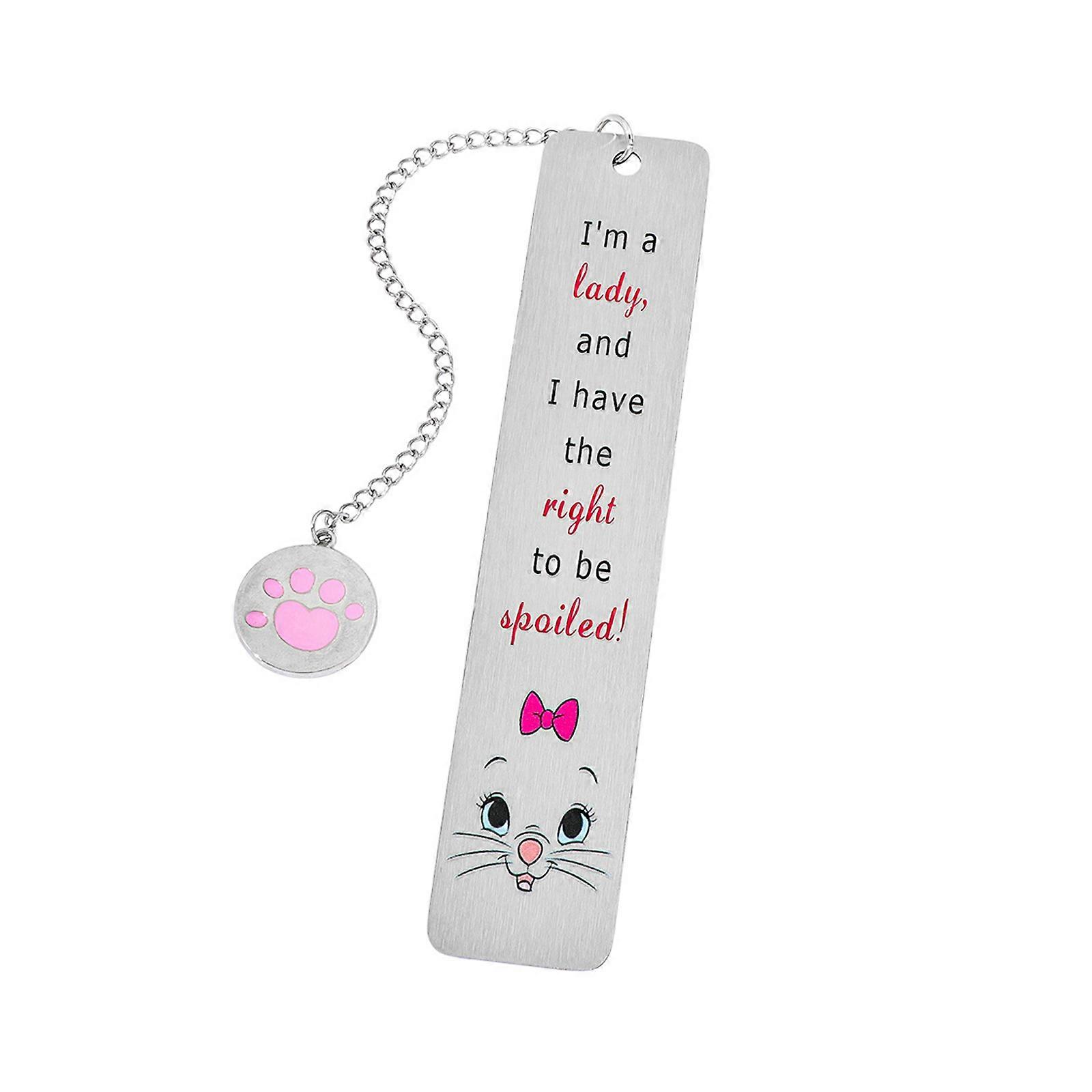 Kitten Bookmarks with Chain Engraved Stainless Steel Bookmarks with Hanging Hole Gifting for Book Lover Student Reader Multicolor