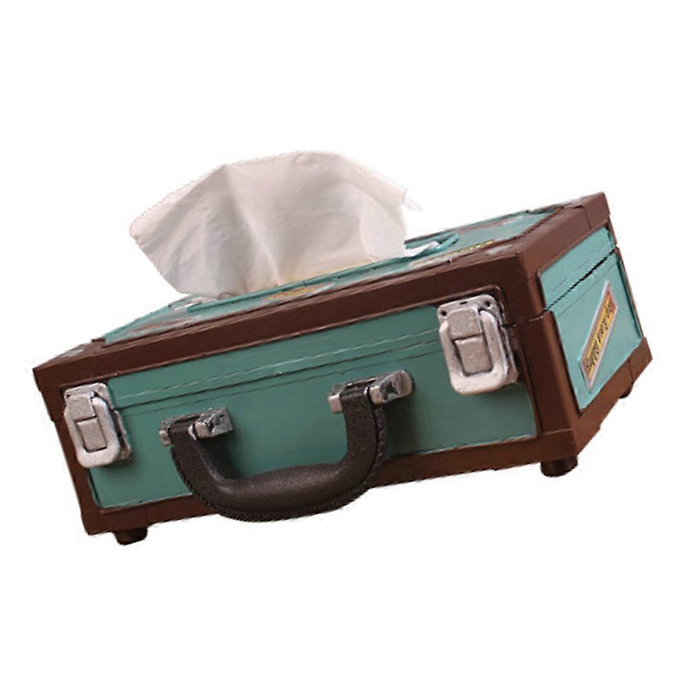 Towel Container Box Creative Desktop Tissue Box Iron For Home Office Use Light Green 24.5x13x9.5cm 1Pcs