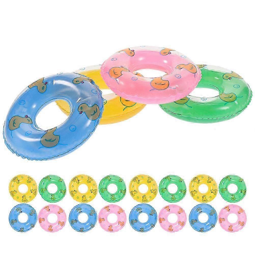 20pcs Mini Swim Ring Decorations - Small Inflatable Pool Toy Replicas