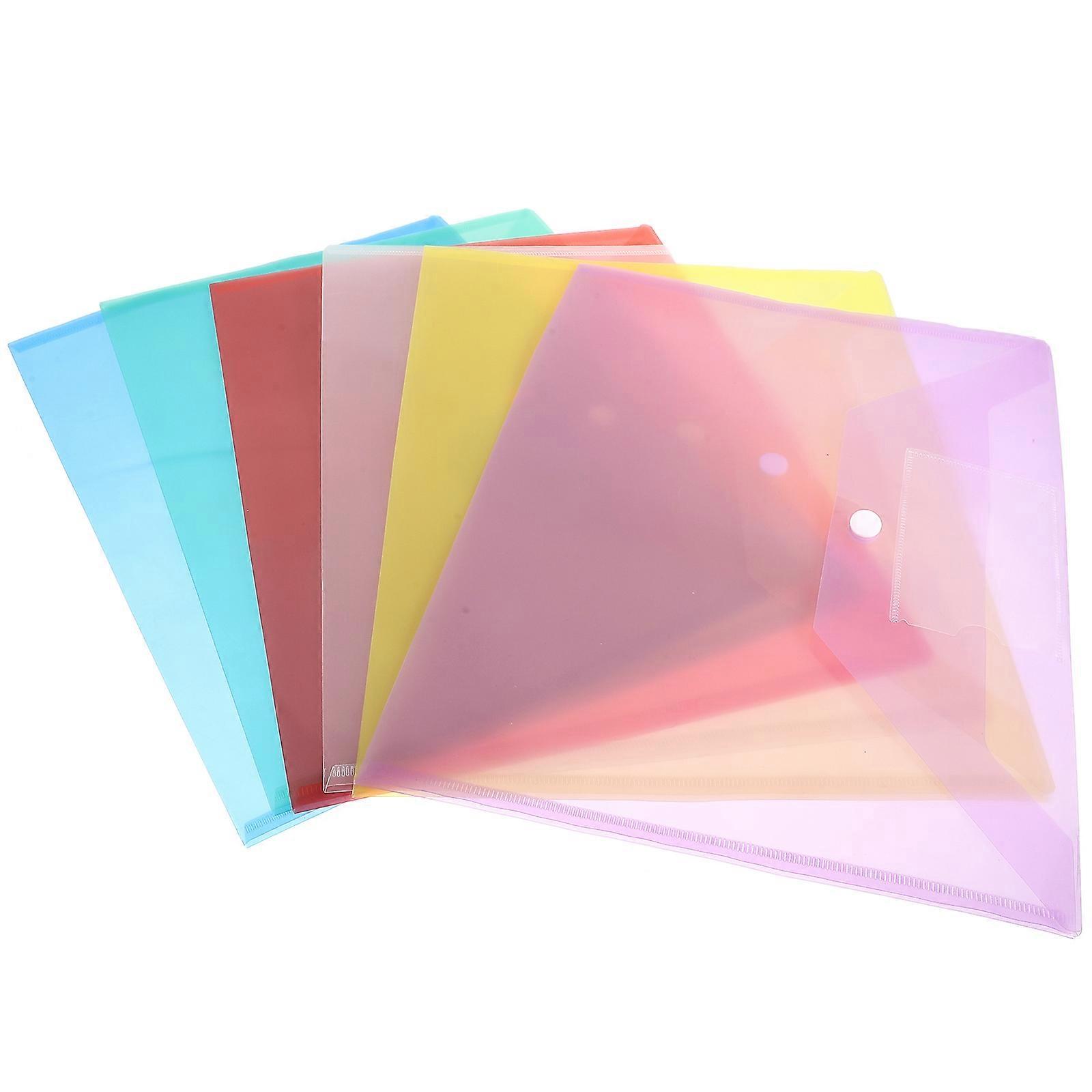 6pcs Transparent File Storage Bags with Button Closure – Lightweight Document Folders for Office, Bills, and Invoices Organization