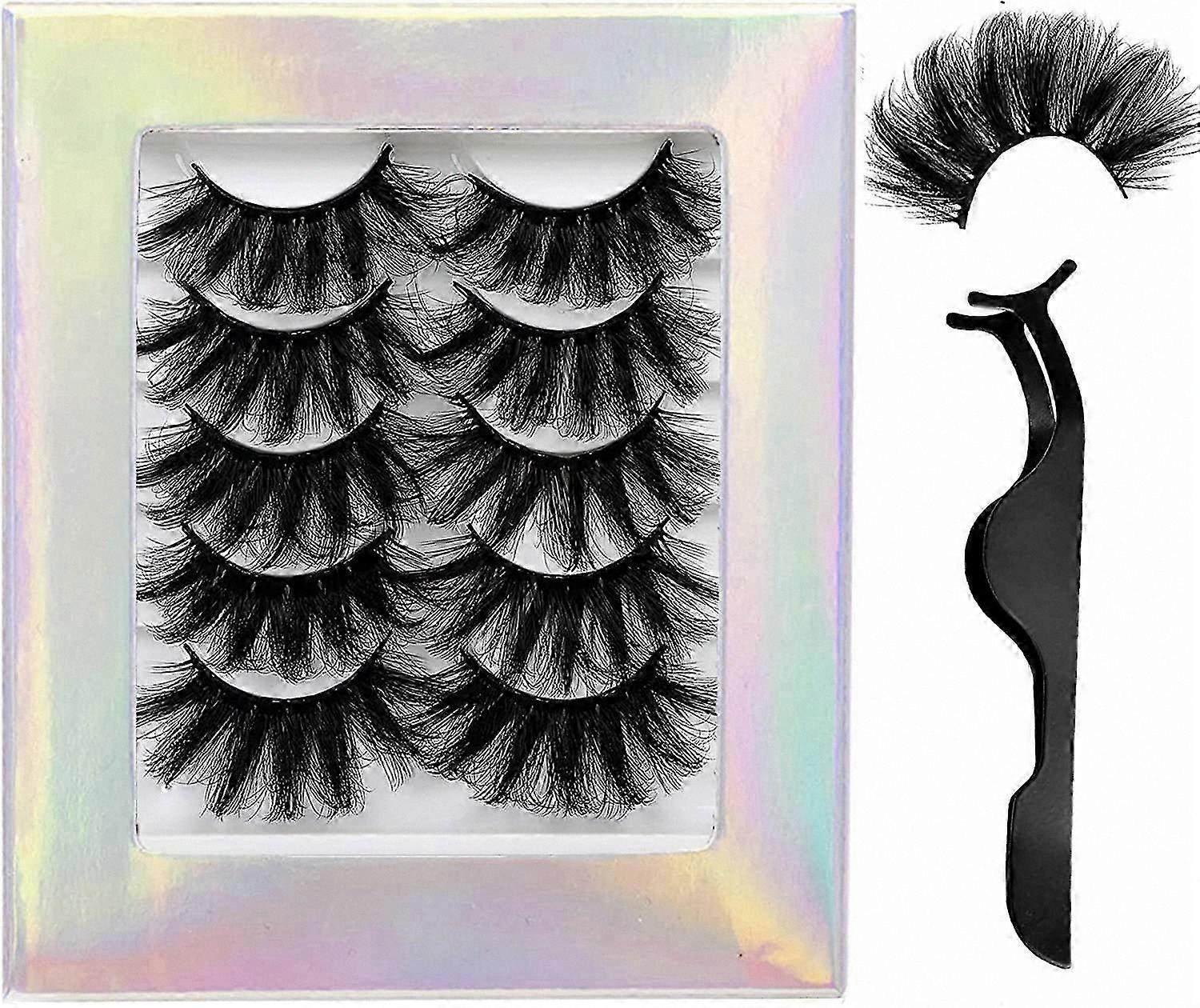 Luxurious 5D Faux Mink False Eyelashes, Handmade High Volume Lashes, Soft and Fluffy 20MM Full Lash Set for Glamorous Look