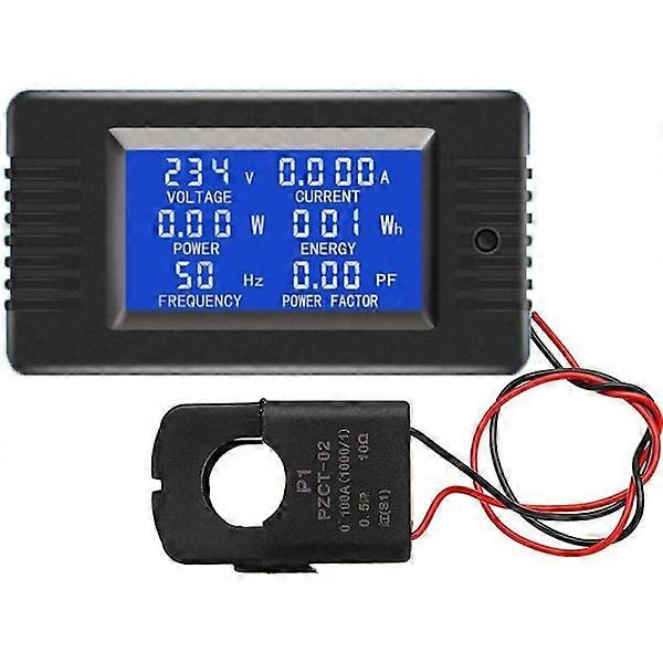 AC 80-260V 100A universal voltage ampere power energy current panel LCD digital display ammeter voltmeter multimeter with open CT