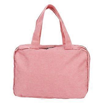 Saco de Higiene Pessoal para Homens Mulheres Saco de Maquiagem de Viagem com Alça Dobrável Saco Cosmético à Prova d'Água Separação Seca Grande Capacidade Rosa