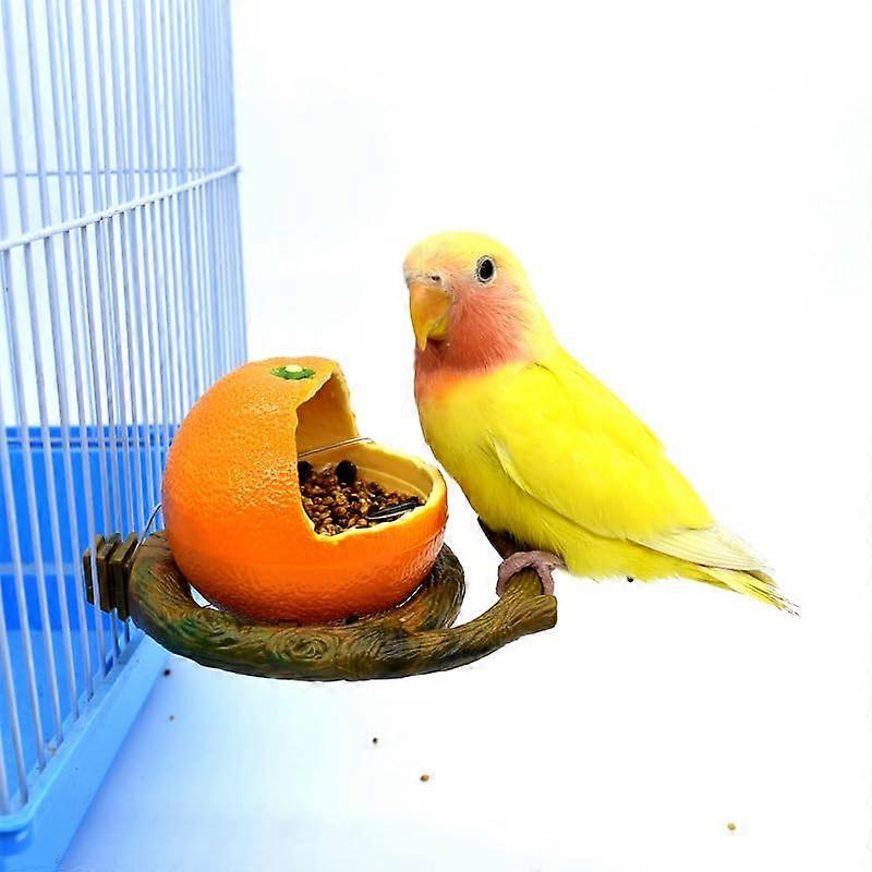 Plastic Bird Feeder With Hooks And Hanging Cup Cage Feeding Station Orange