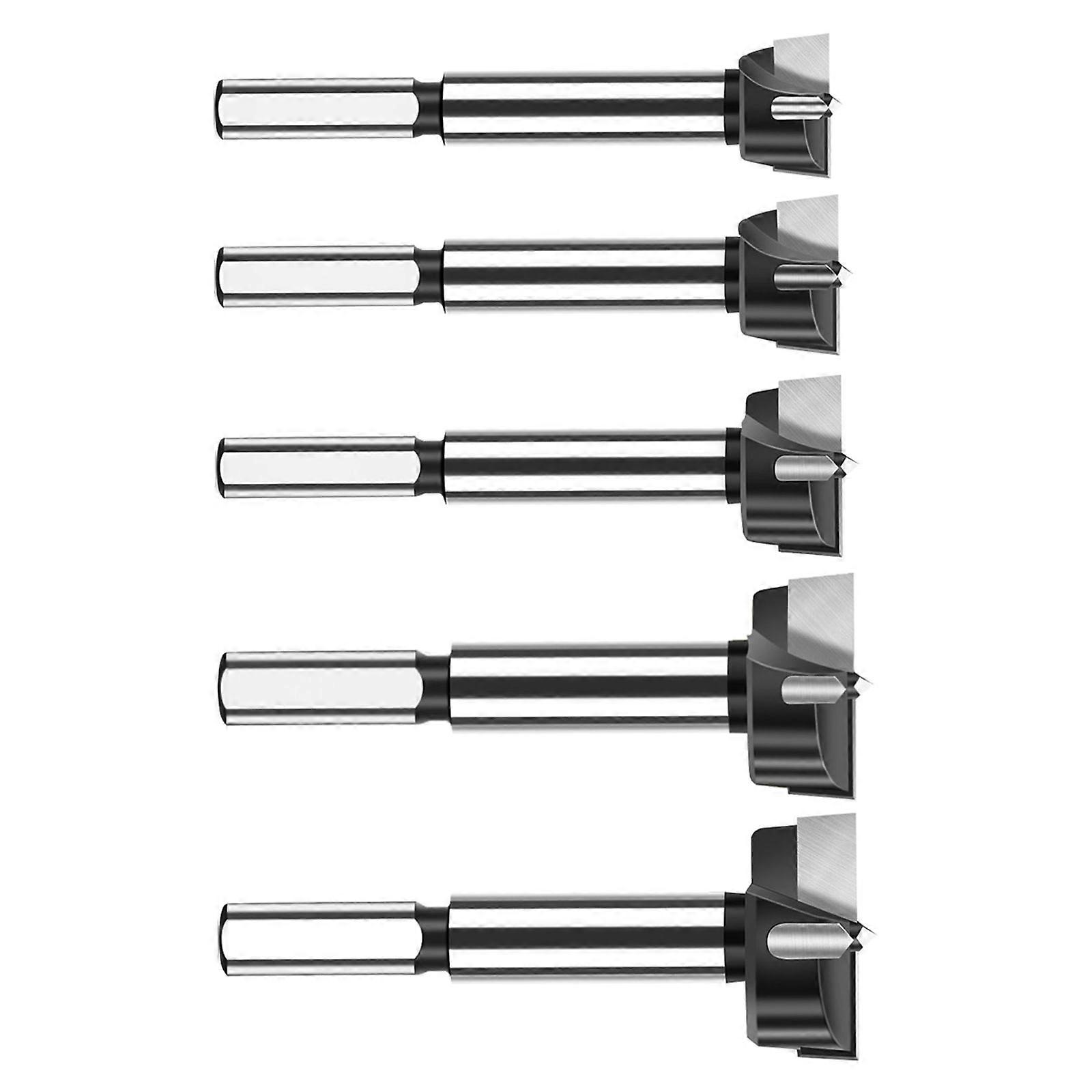 Durability 5Piece Forstners Drill Bit Set for Industrial Hinge Installation and Wood Processing Precise Wood Drilling Multicolor