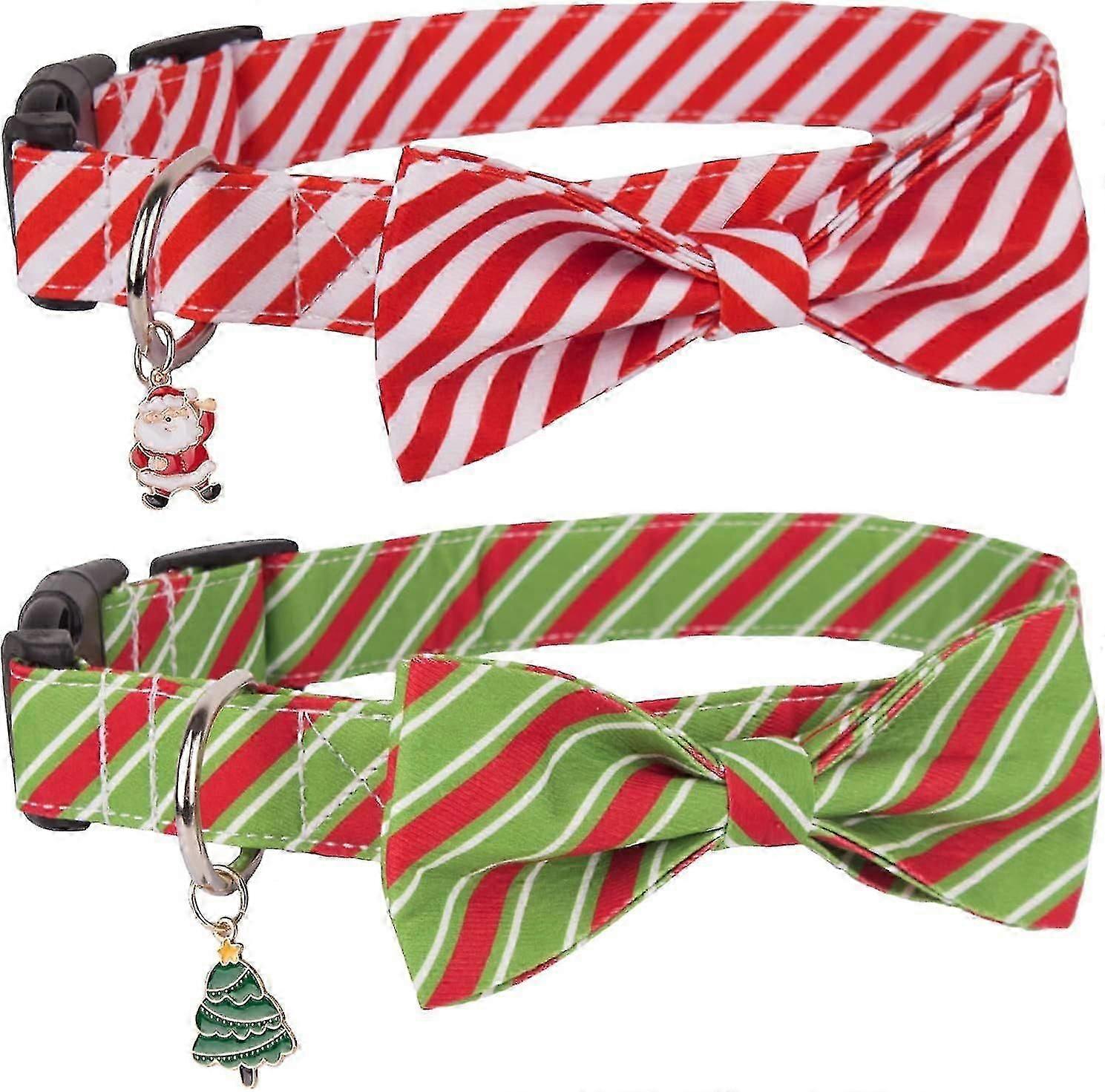 Ptdecor Christmas Dog Collar With Bow, Adjustable Christmas Plaid Dog Collars With Removable Bowtie Christmas Collars For Small Medium Large Dogs Pets