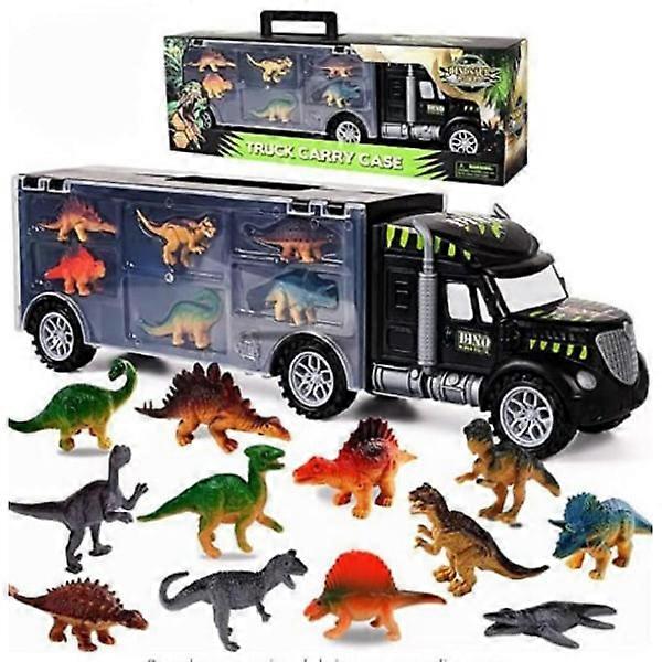 רכב הובלת משאית צעצוע דינוזאור עם צעצוע דינוזאור בעלי חיים אחסון כפול